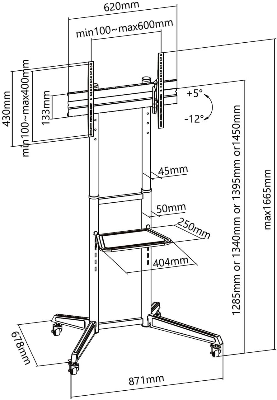 Suporte de Chão Inclinável com Rodas Aisens FT70TE-211 para TV de 37-70"/ até 50kg - Imagem 6