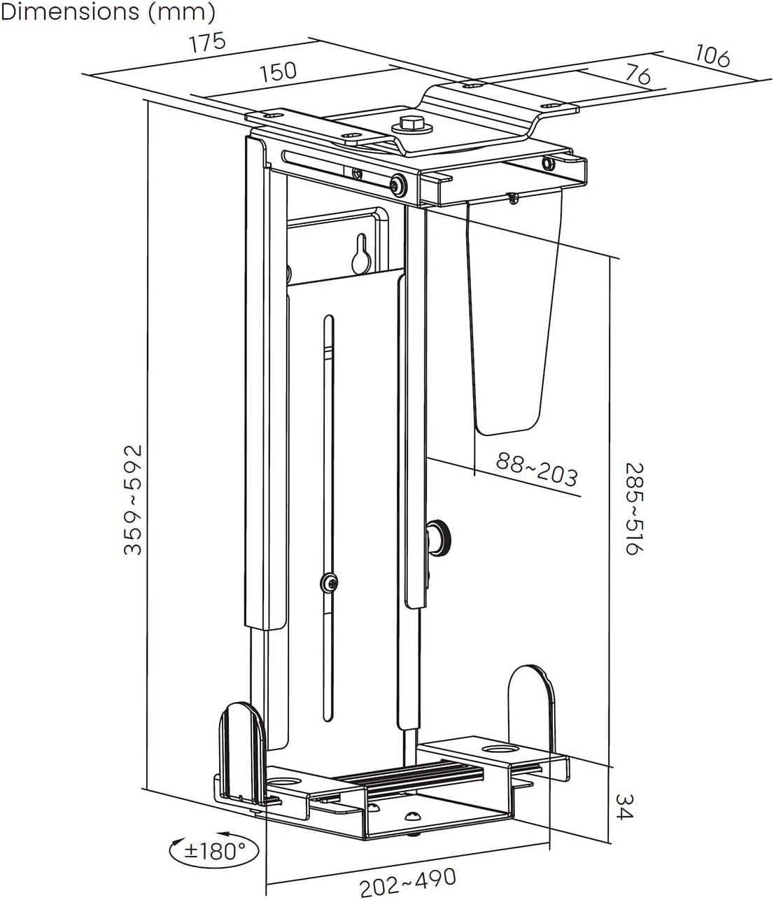 Suporte de secretária/parede Aisens MPC04-203 para PC/ Antirroubo/ até 10kg - Imagem 7