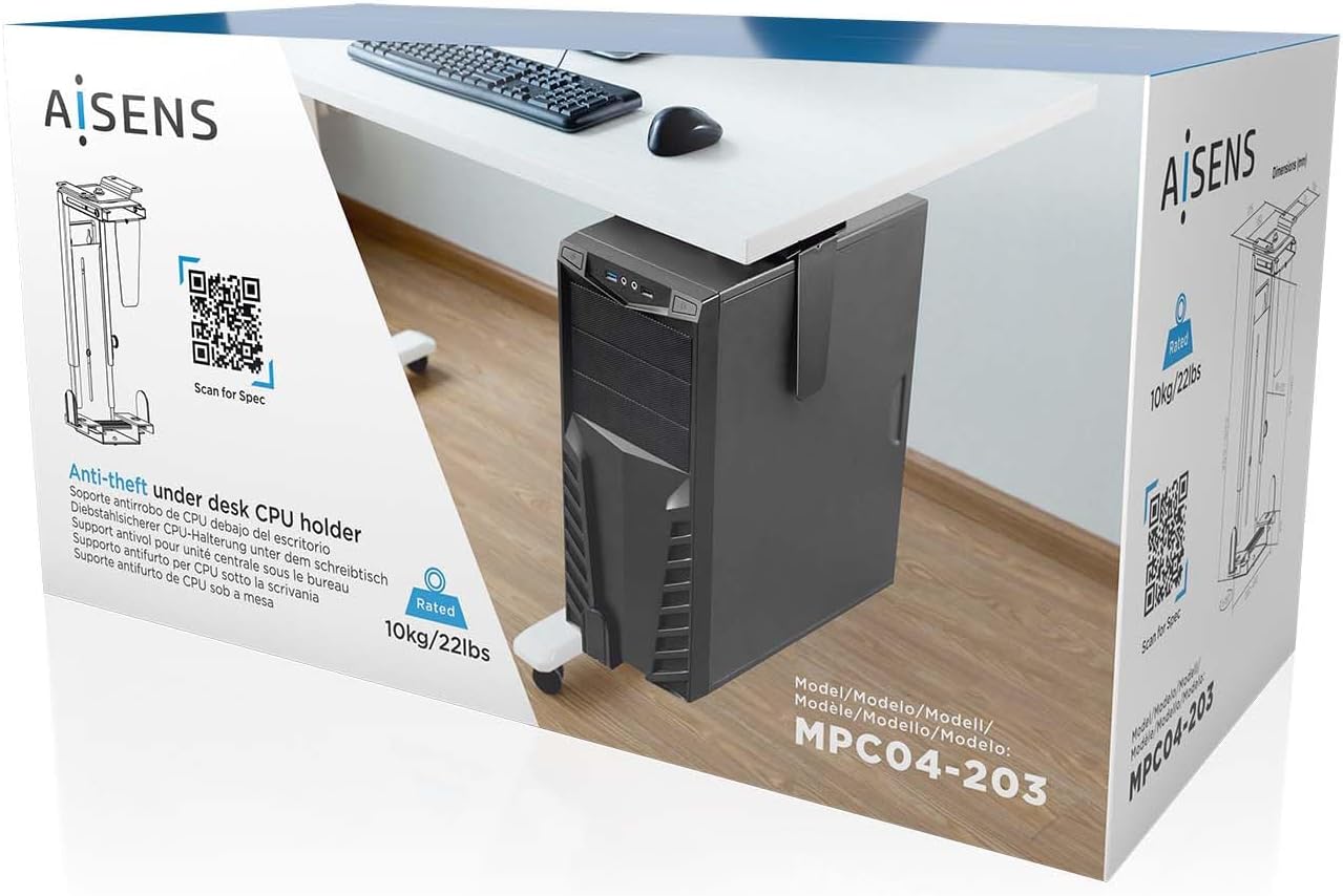 Suporte de secretária/parede Aisens MPC04-203 para PC/ Antirroubo/ até 10kg - Imagem 6