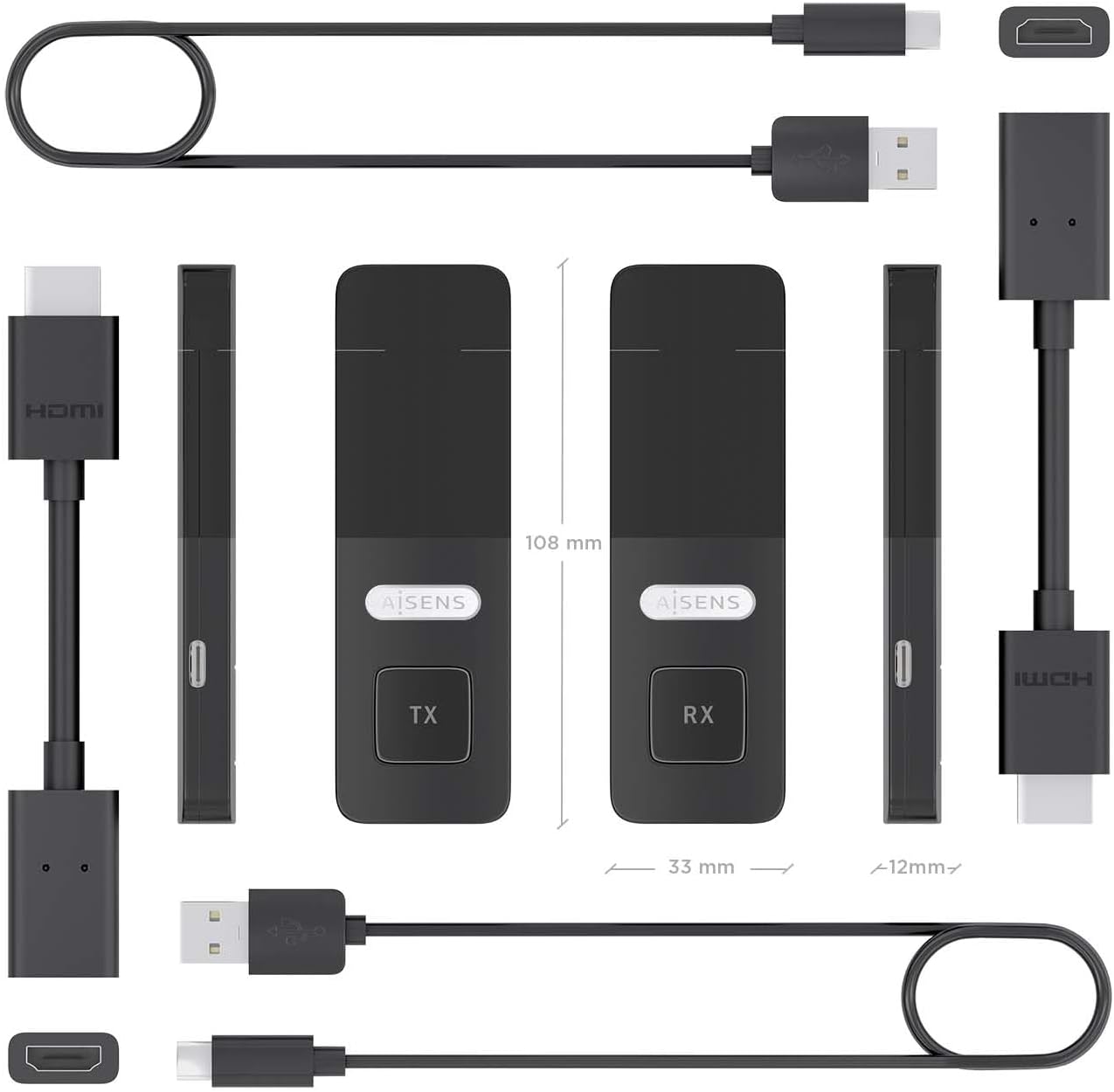 Adaptador/Transmissor de vídeo HDMI Sem Fios Aisens ASWL-H2K30M001-BK - Imagem 4