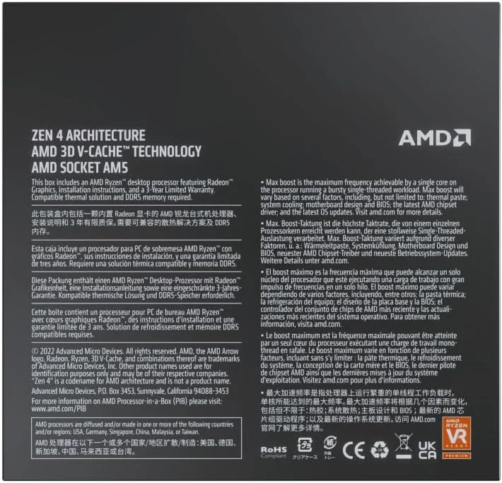 Processador AMD Ryzen 7 7700X3D 8-Core 4.0GHz a 4.5GHz Socket AM5 96MB L3 3D V-Cache - Imagem 4