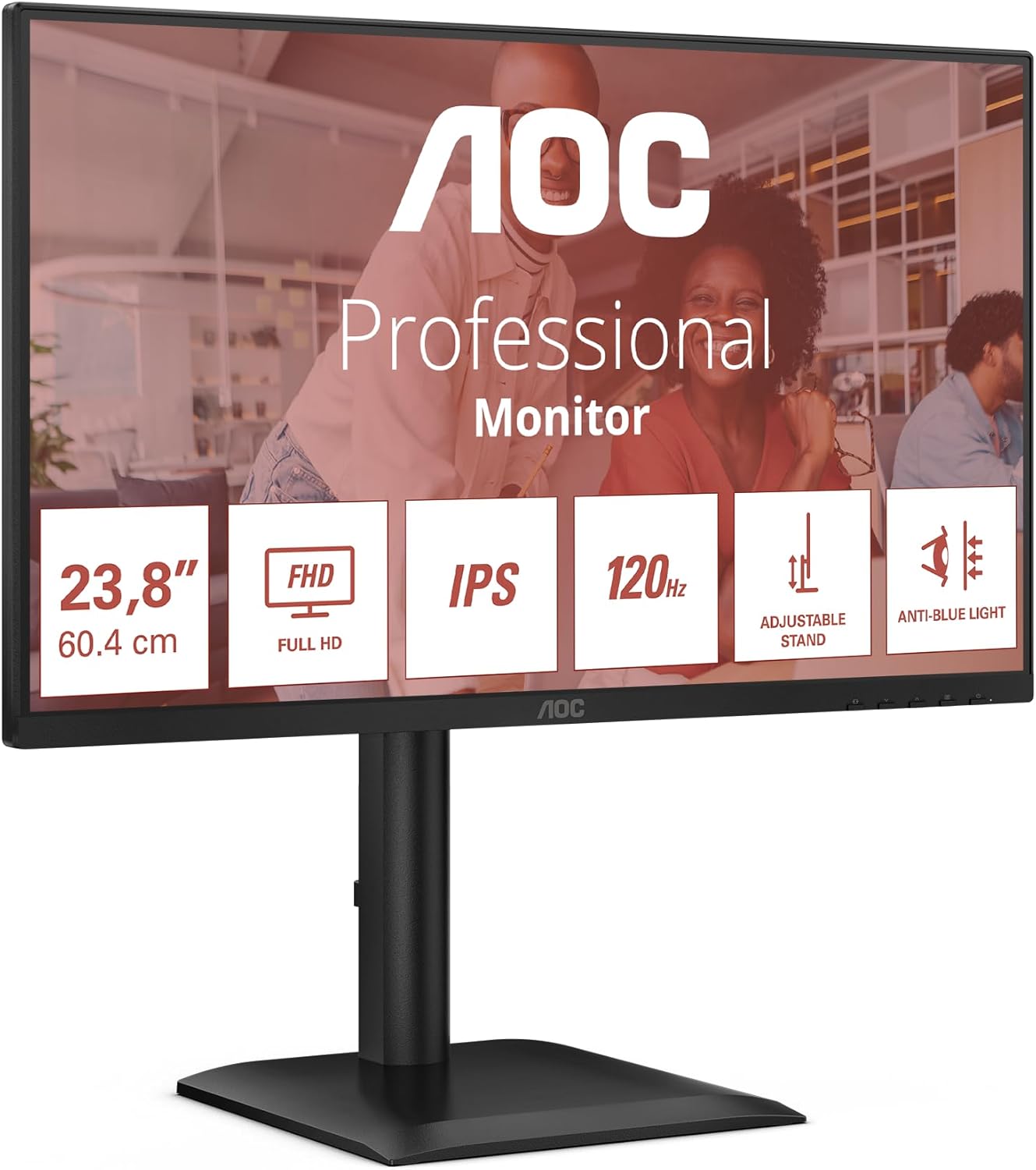 Monitor Profissional AOC 24E4U 23.8"/ Full HD/ Regulável em altura/ Preto
