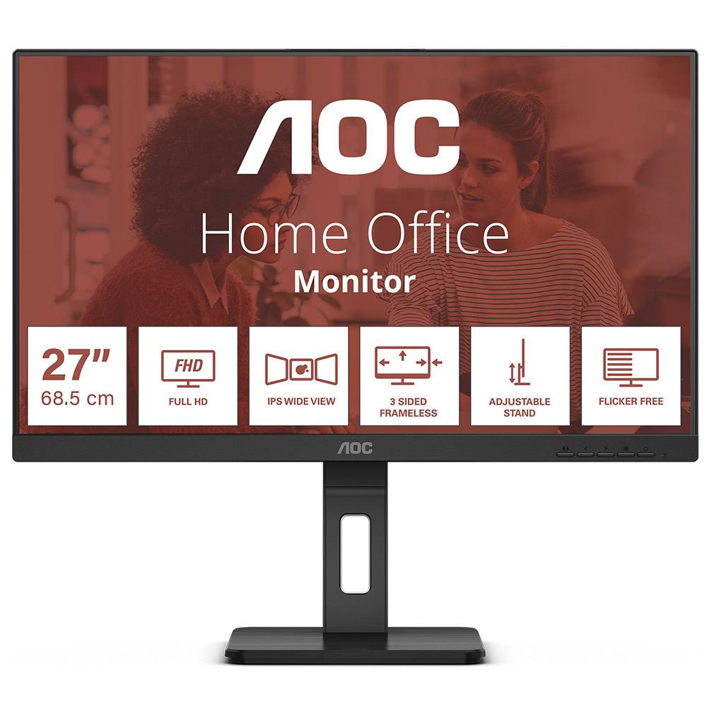 Monitor Profissional AOC 27E3QAF 27"/ Full HD/ Multimédia/ Regulável em altura/ Preto