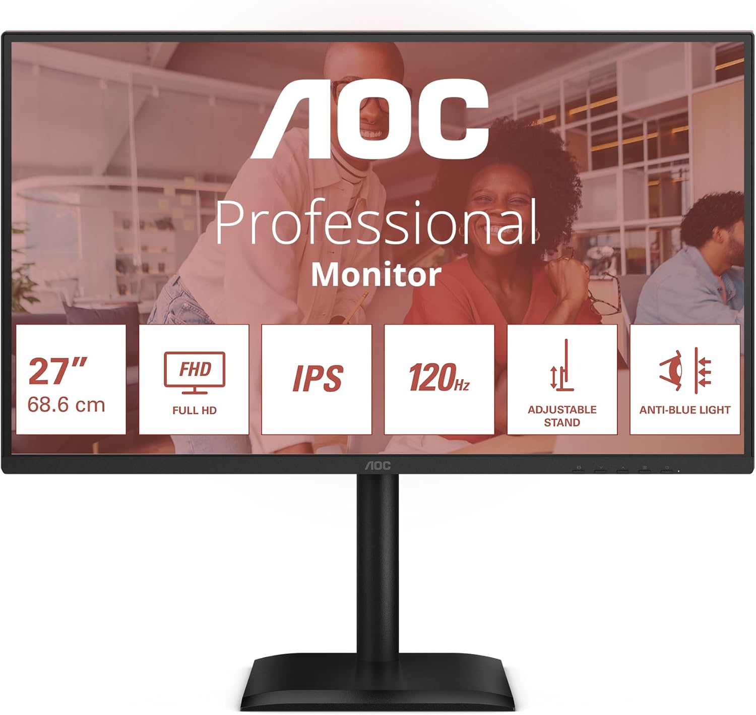 Monitor Profissional AOC 27E4U 27"/ Full HD/ Multimédia/ Ajustável em altura/ Preto - Imagem 2