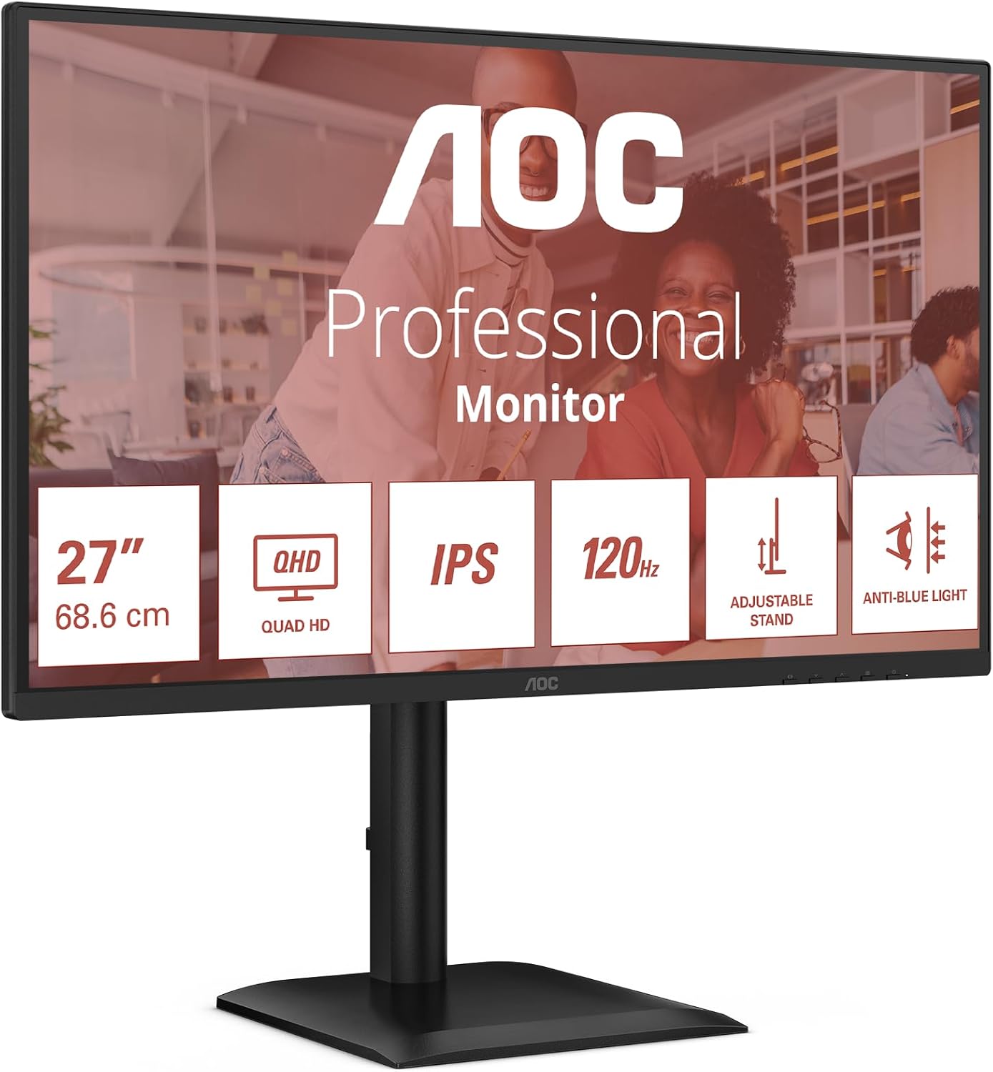 Monitor Profissional AOC Q27E4CV 27"/ QHD/ Multimédia/ Ajustável em altura/ Preto