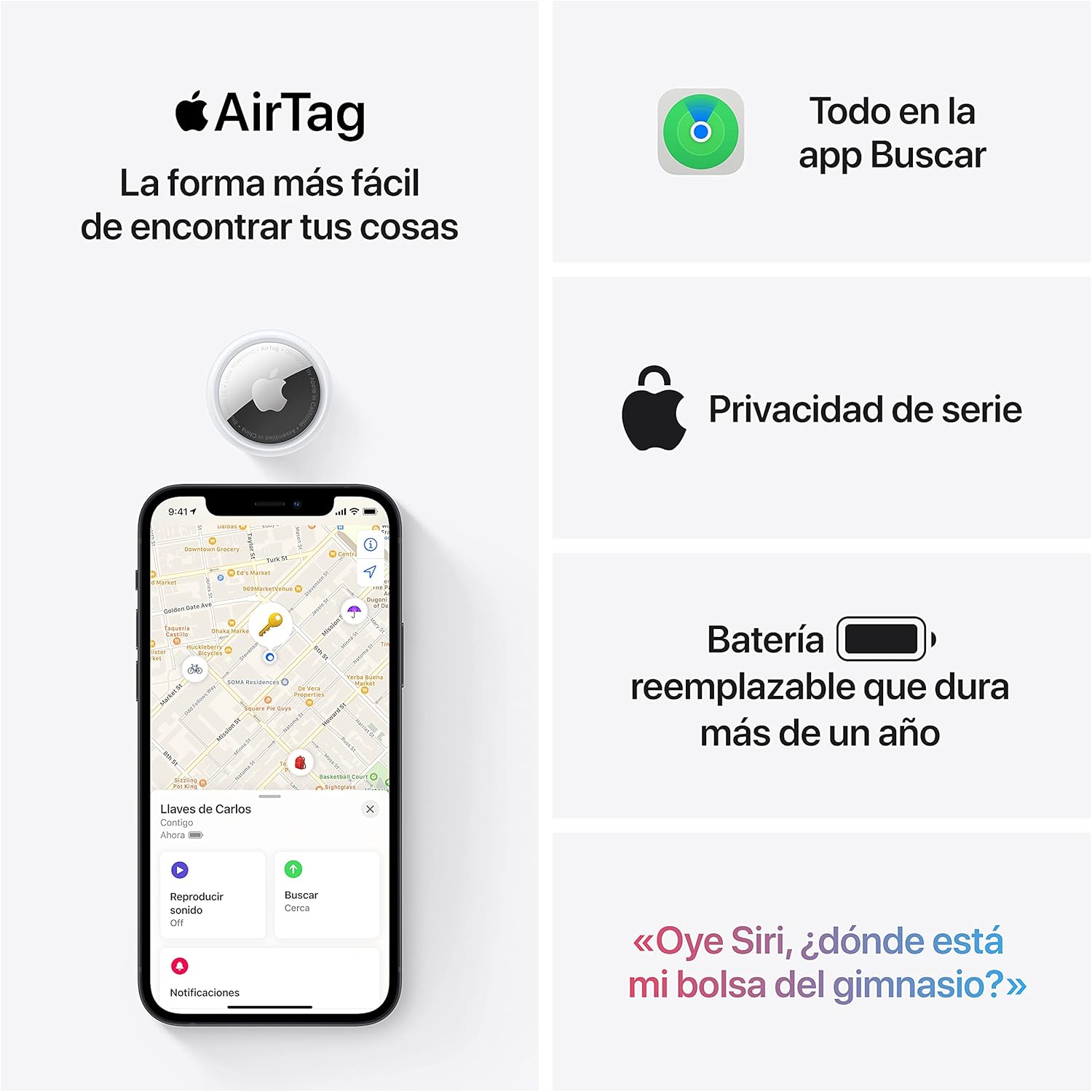 Localizador Apple AirTag Pack 4 Unidades Branco e Prateado - Imagem 6