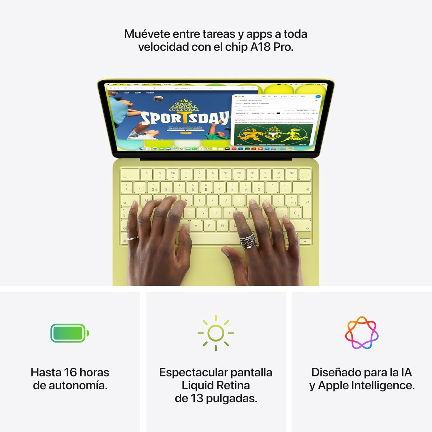 Apple Macbook Neo 13"/ A18 Pro 6-Core CPU/ 8GB/ 512GB SSD/ 5-Core GPU/ Touch-ID/ Prateado - Imagem 5