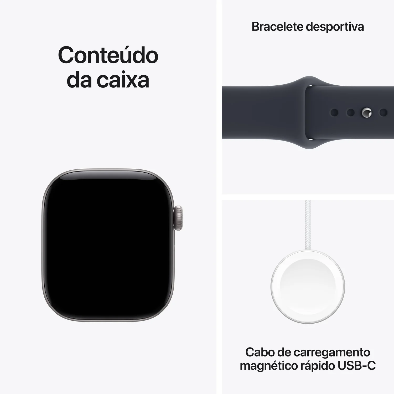 Smartwatch Apple Watch Series 12 GPS 42mm Cinzento Sideral Bracelete Desportiva Azul Marinho S/M - Imagem 7