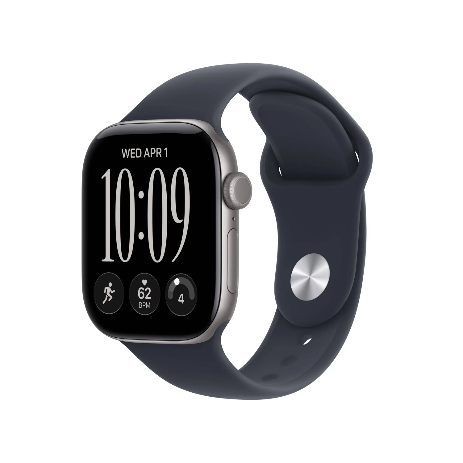 Smartwatch Apple Watch Series 12 GPS 42mm Cinzento Sideral Bracelete Desportiva Azul Marinho S/M