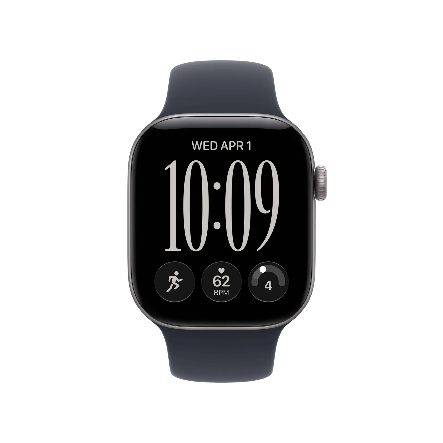 Smartwatch Apple Watch Series 12 GPS 42mm Cinzento Sideral Bracelete Desportiva Azul Marinho S/M - Imagem 2