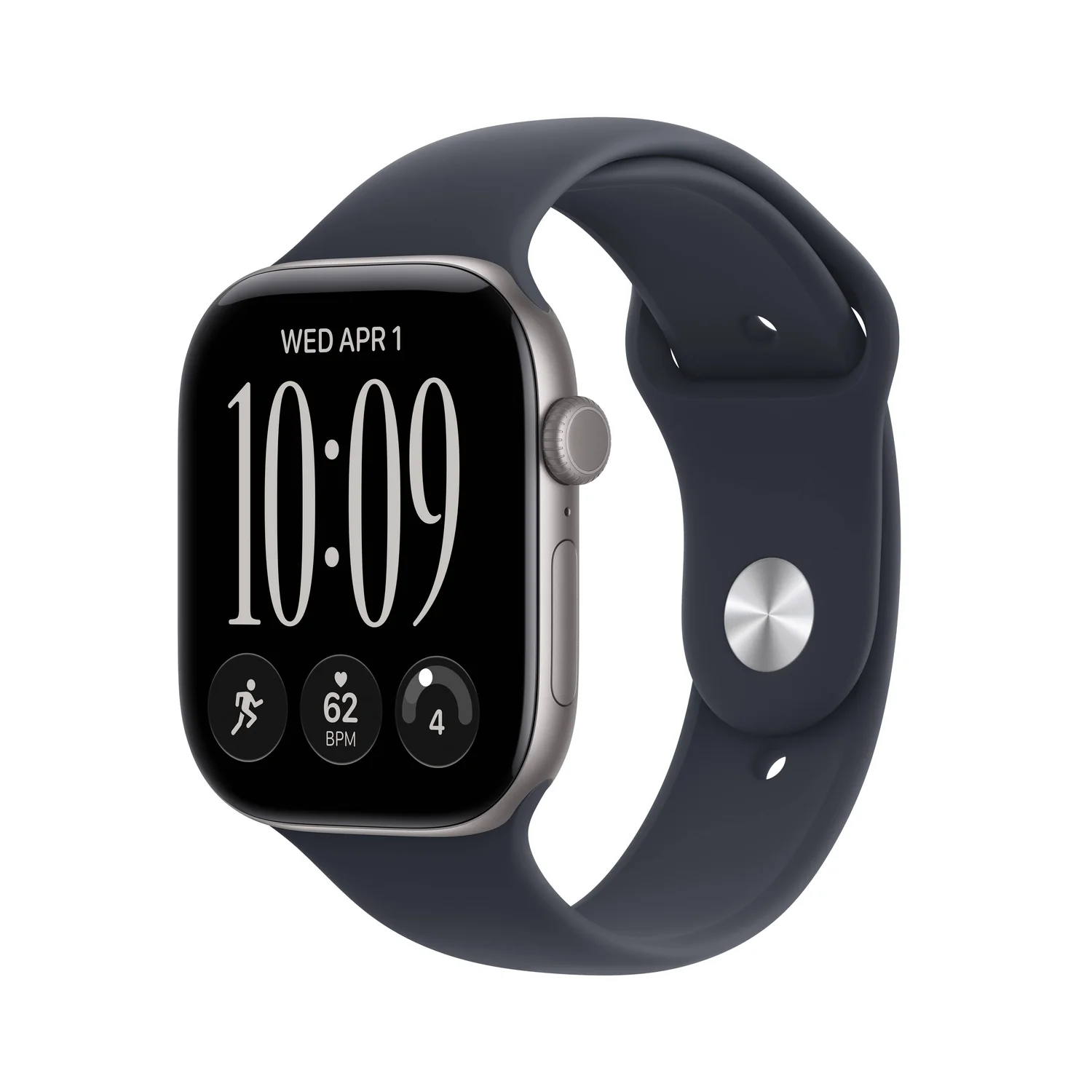 Smartwatch Apple Watch Series 12 GPS 46mm Cinzento Espacial com Bracelete Desportiva Azul Marinho (S/M)