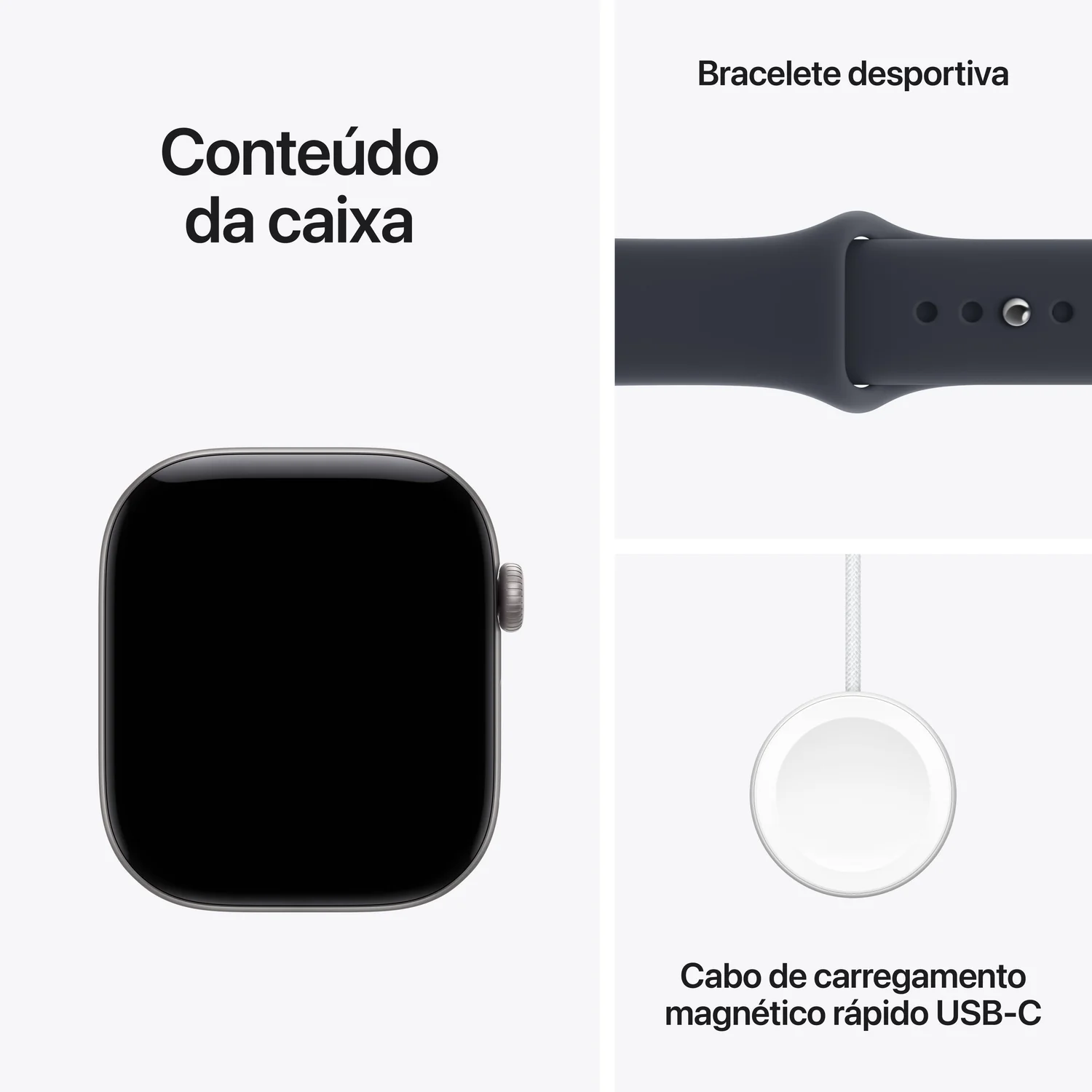 Smartwatch Apple Watch Series 12 GPS 46mm Cinzento Espacial com Bracelete Desportiva Azul Marinho (S/M) - Imagem 7