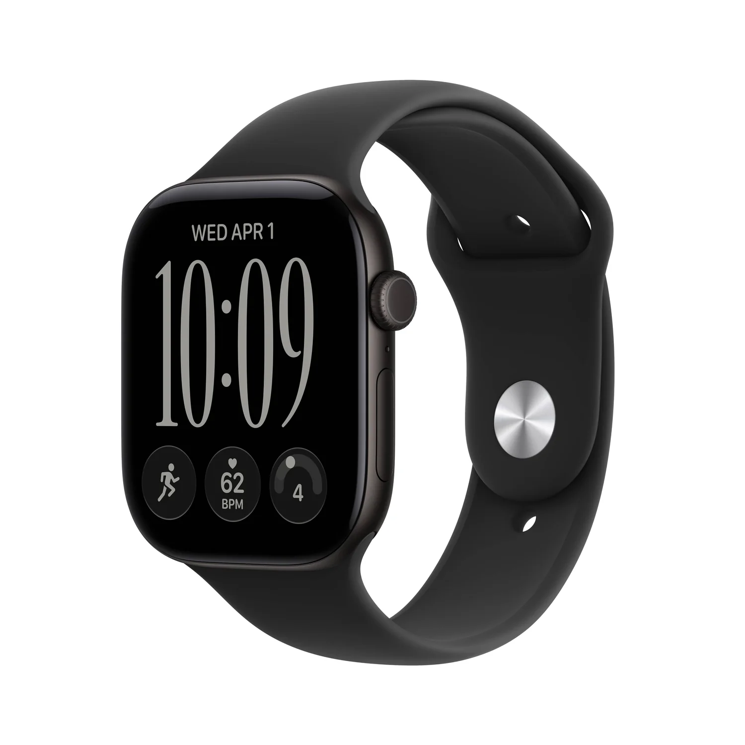 Smartwatch Apple Watch Series 12 GPS 46mm Preto com Bracelete Desportiva Preta (S/M)