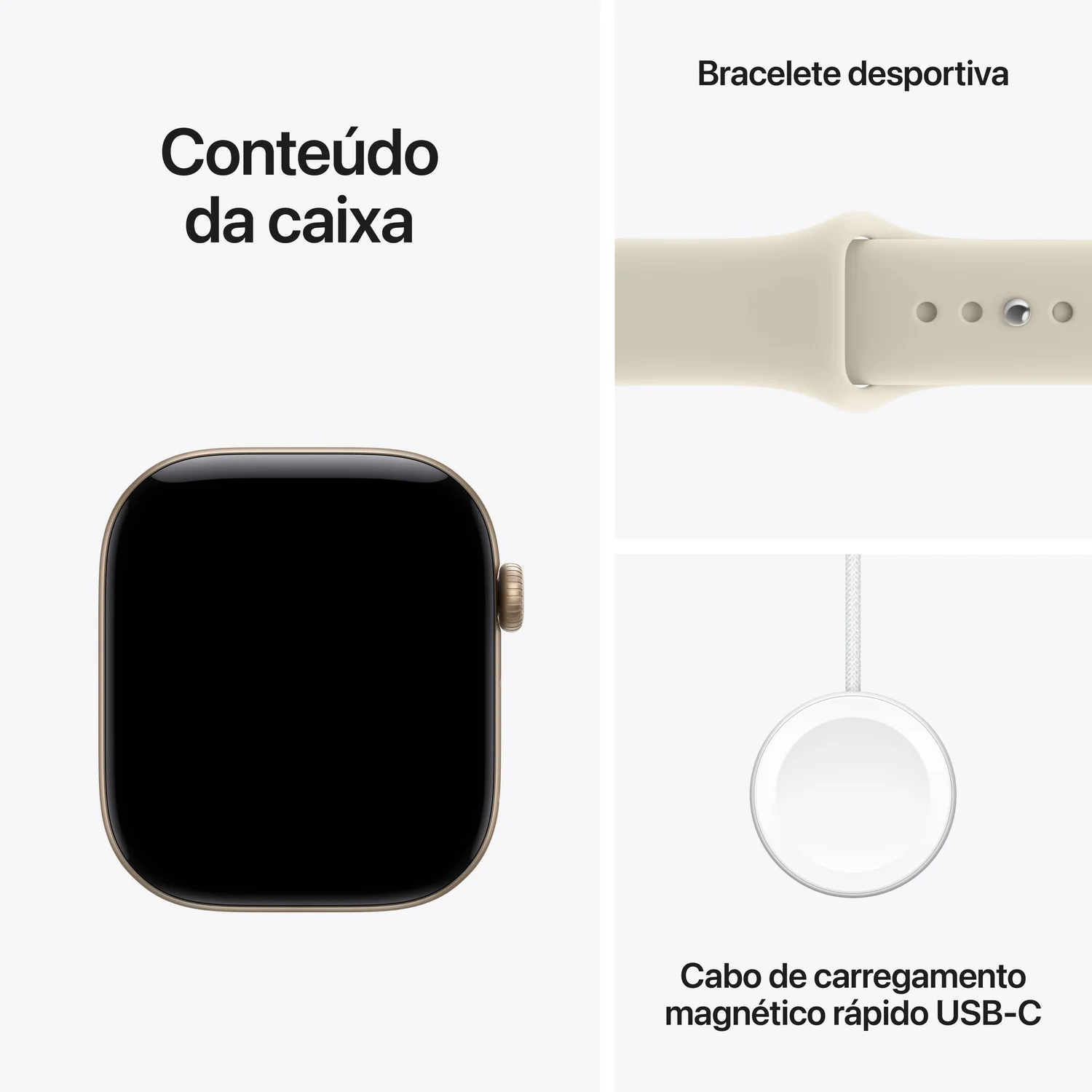 Smartwatch Apple Watch Series 12 GPS 46mm Dourado Claro com Bracelete Desportiva Areia S/M - Imagem 7