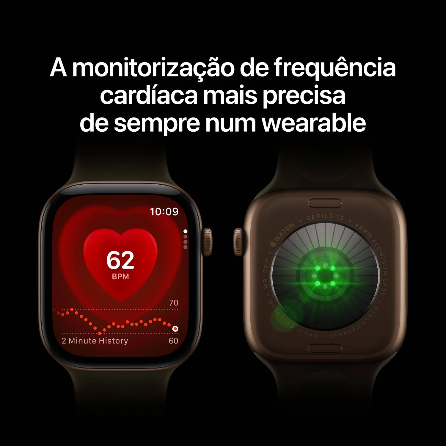 Smartwatch Apple Watch Series 12 42mm GPS + Cellular Preto com Bracelete Desportiva Preta (S/M) - Imagem 3