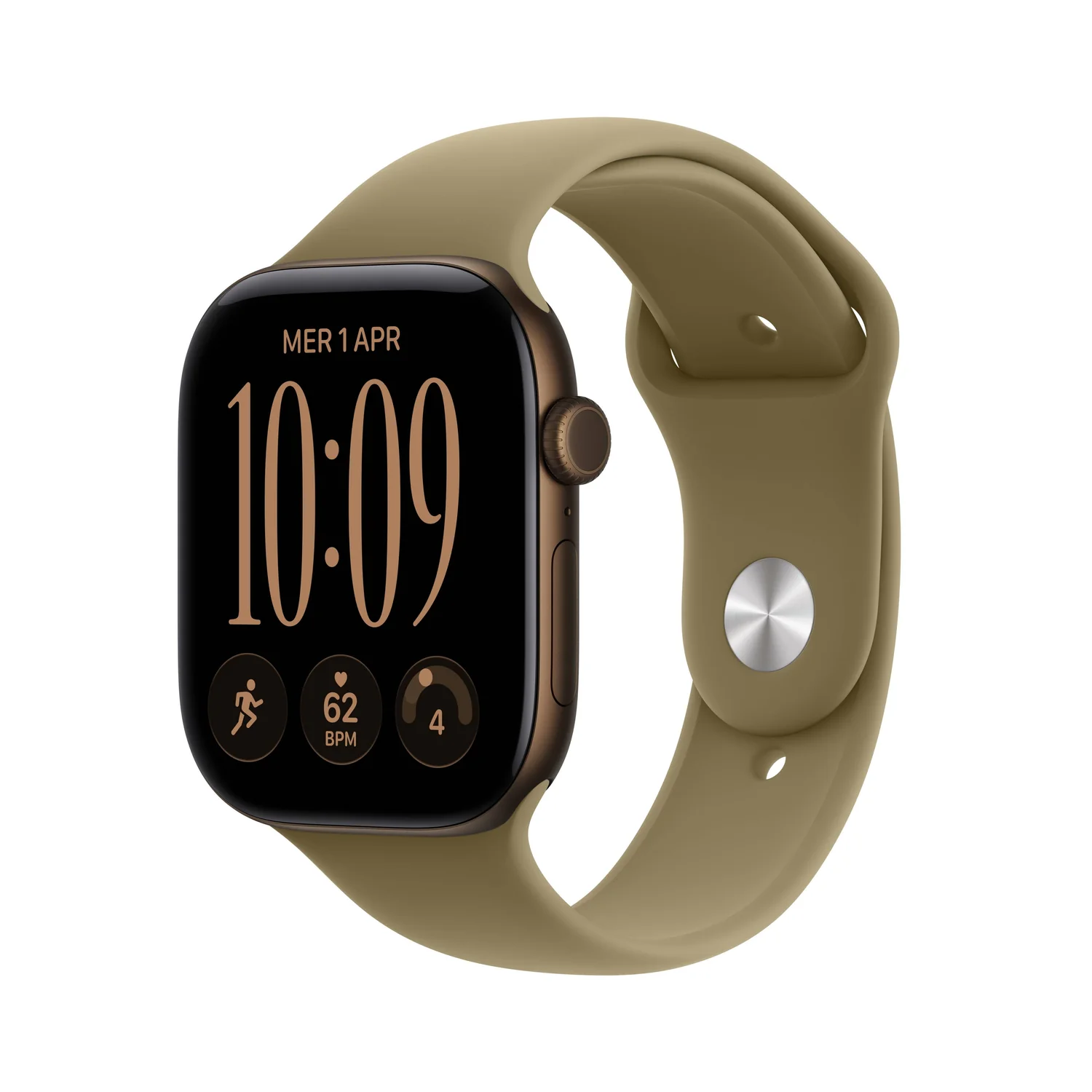 Smartwatch Apple Watch Series 12 46mm GPS + Cellular Bronze Escuro com Bracelete Desportiva Verde Oliva (M/L)