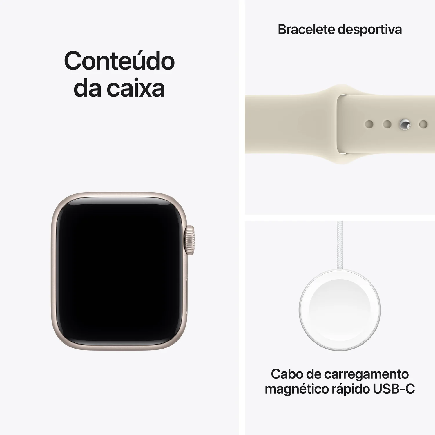 Smartwatch Apple Watch SE3 GPS 40mm Caixa Alumínio Branco Estrela Bracelete Desportiva Areia S/M - Imagem 7
