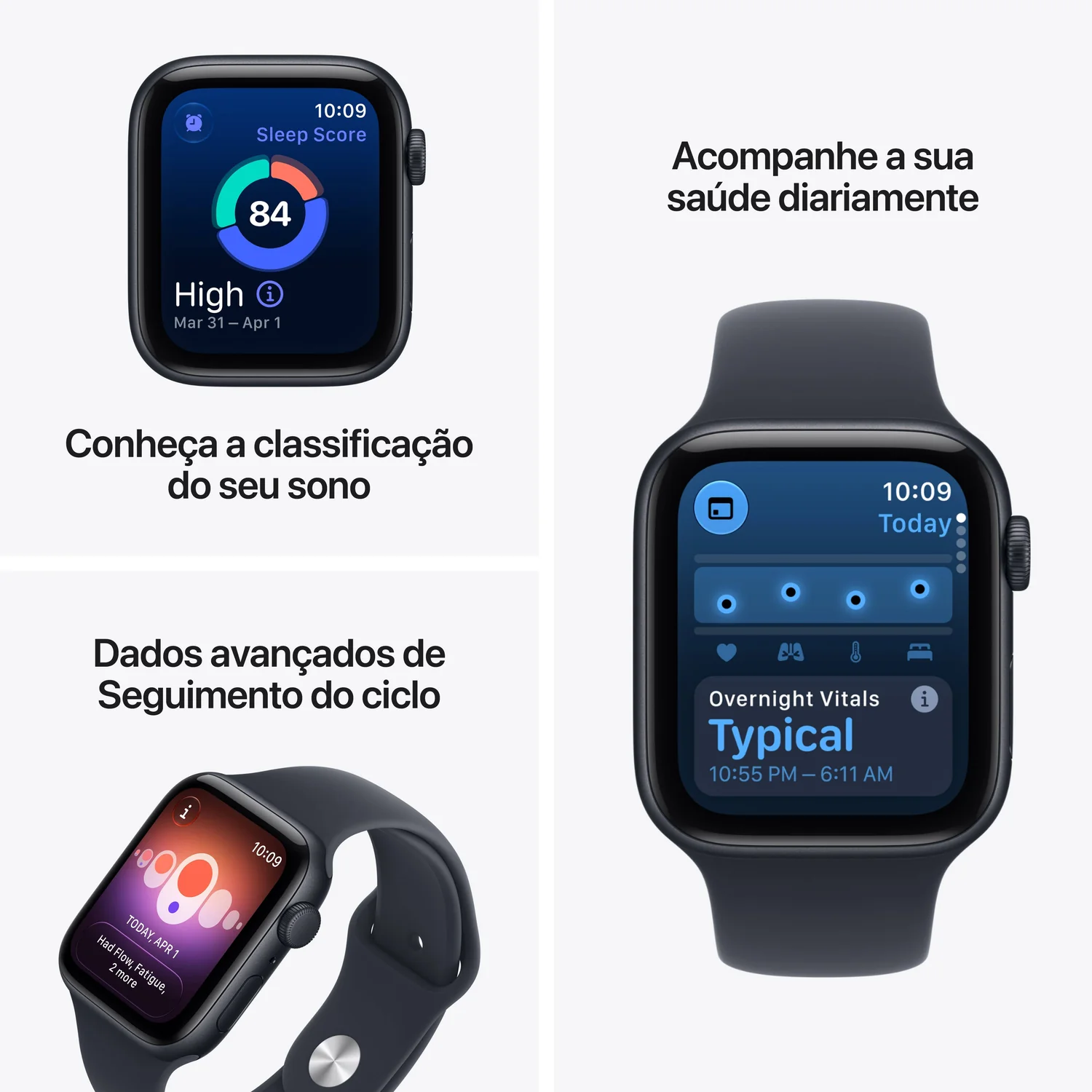 Smartwatch Apple Watch SE (3ª Geração) GPS 44mm Caixa Alumínio Branco Estrela Bracelete Desportiva Areia S/M - Imagem 3