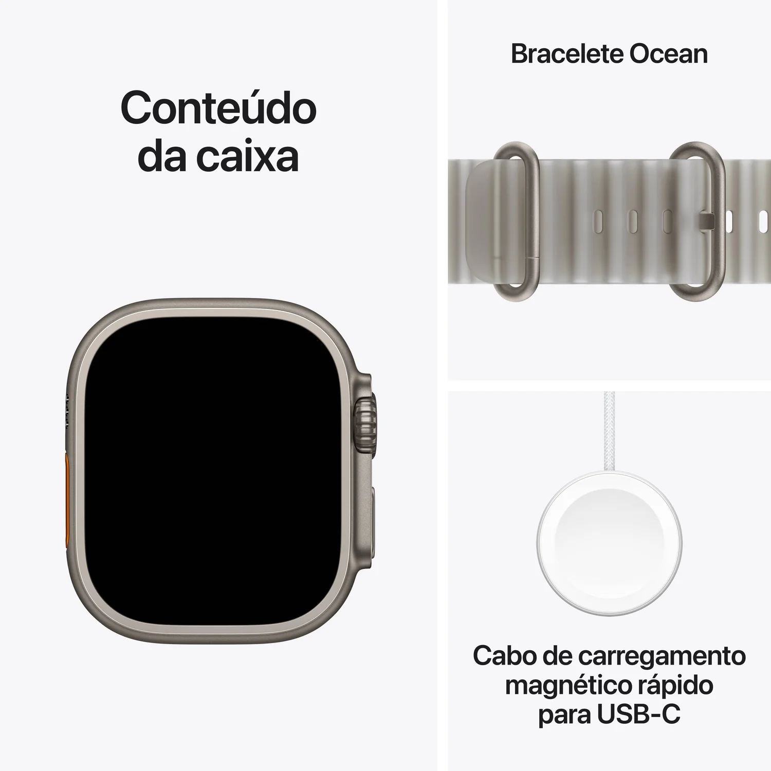 Smartwatch Apple Watch Ultra 4 GPS 49mm Caixa de Titânio Natural Bracelete Ocean Cinzento Translúcido - Imagem 7