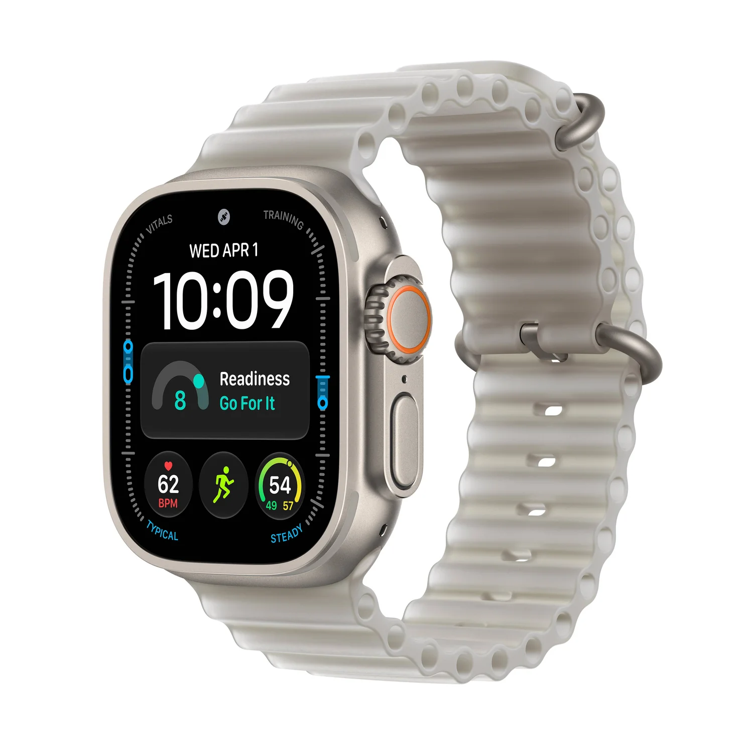 Smartwatch Apple Watch Ultra 4 GPS 49mm Caixa de Titânio Natural Bracelete Ocean Cinzento Translúcido