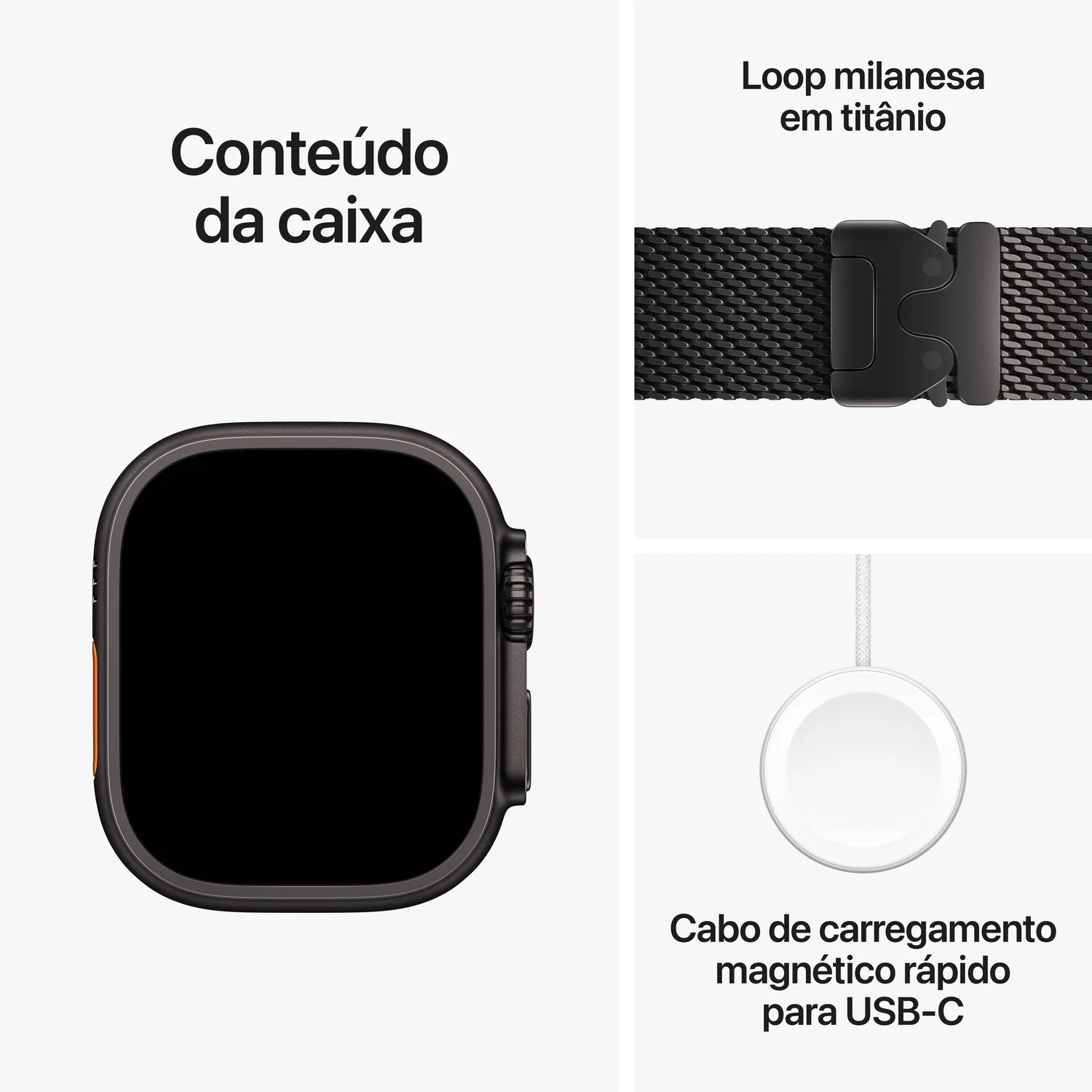 Smartwatch Apple Watch Ultra 4 GPS 49mm Caixa Titânio Preto Bracelete Milanese Loop Titânio Preto M - Imagem 7