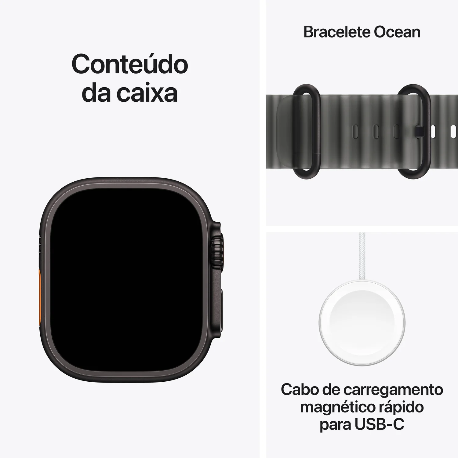Smartwatch Apple Watch Ultra 4 GPS 49mm Caixa de Titânio Preto com Bracelete Ocean Preto Translúcido - Imagem 7