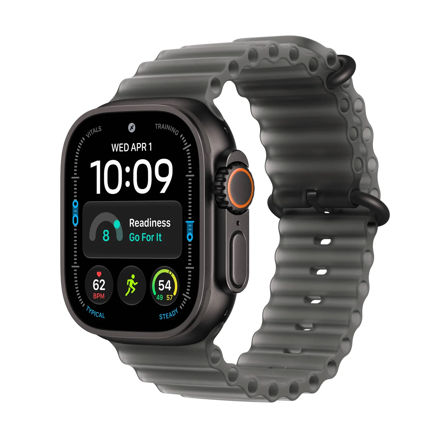 Smartwatch Apple Watch Ultra 4 GPS 49mm Caixa de Titânio Preto com Bracelete Ocean Preto Translúcido