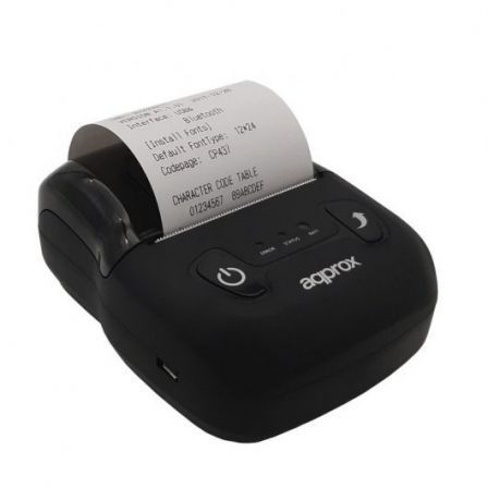 Impressora de Talões Approx appPOS58PORTABLE+/ Térmica/ Largura papel 58mm/ USB-Bluetooth/ Preta