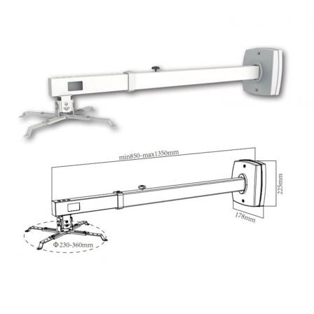 Suporte de Parede para Projetor Approx appSV03P Extensível 85-135cm até 10kg
