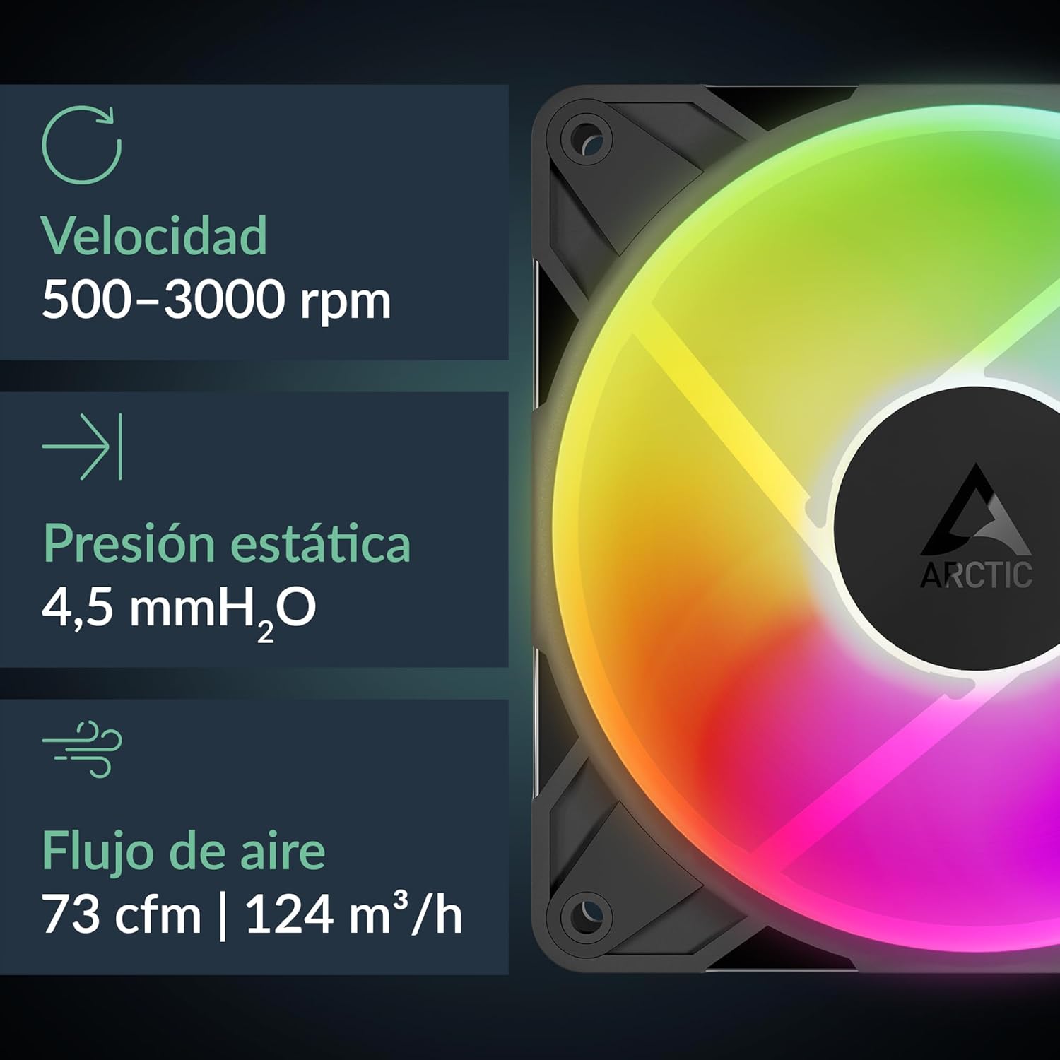 Ventilador Arctic P12 Pro Reverse A-RGB/ 12cm/ Preto - Imagem 2