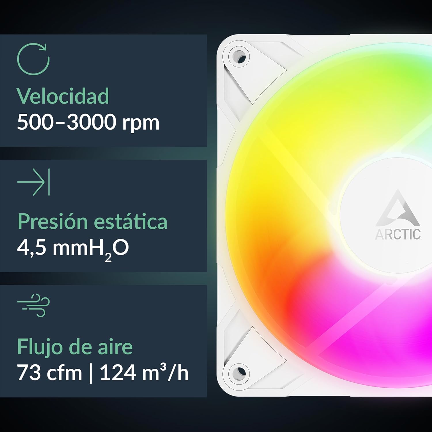 Pack de 3 Ventoinhas Arctic P12 Pro Reverse A-RGB/ 12cm/ Branco - Imagem 2