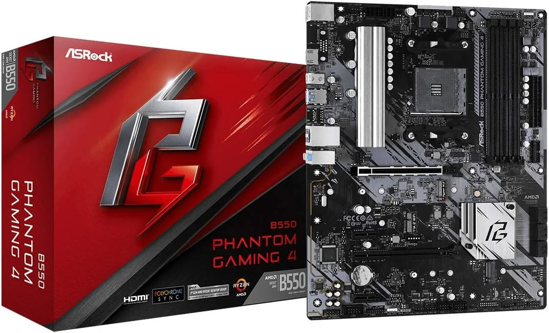 Motherboard ASROCK B550 Phantom Gaming 4 Socket AM4 DDR4 PCIe 4.0 HDMI USB 3.2 Gen1