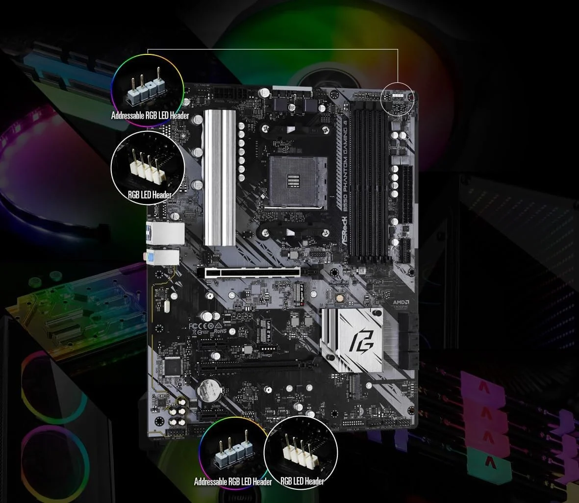 Motherboard ASROCK B550 Phantom Gaming 4 Socket AM4 DDR4 PCIe 4.0 HDMI USB 3.2 Gen1 - Imagem 4