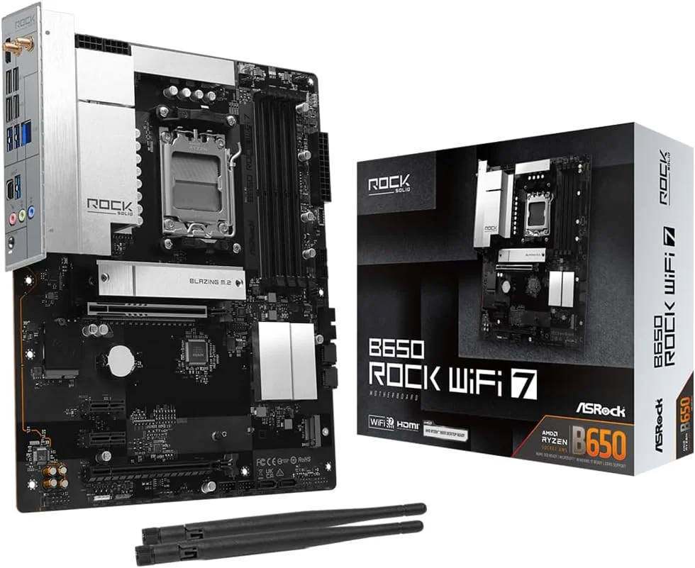 Motherboard ASROCK B650 ROCK WiFi 7 DDR5 PCIe 5.0 Socket AM5