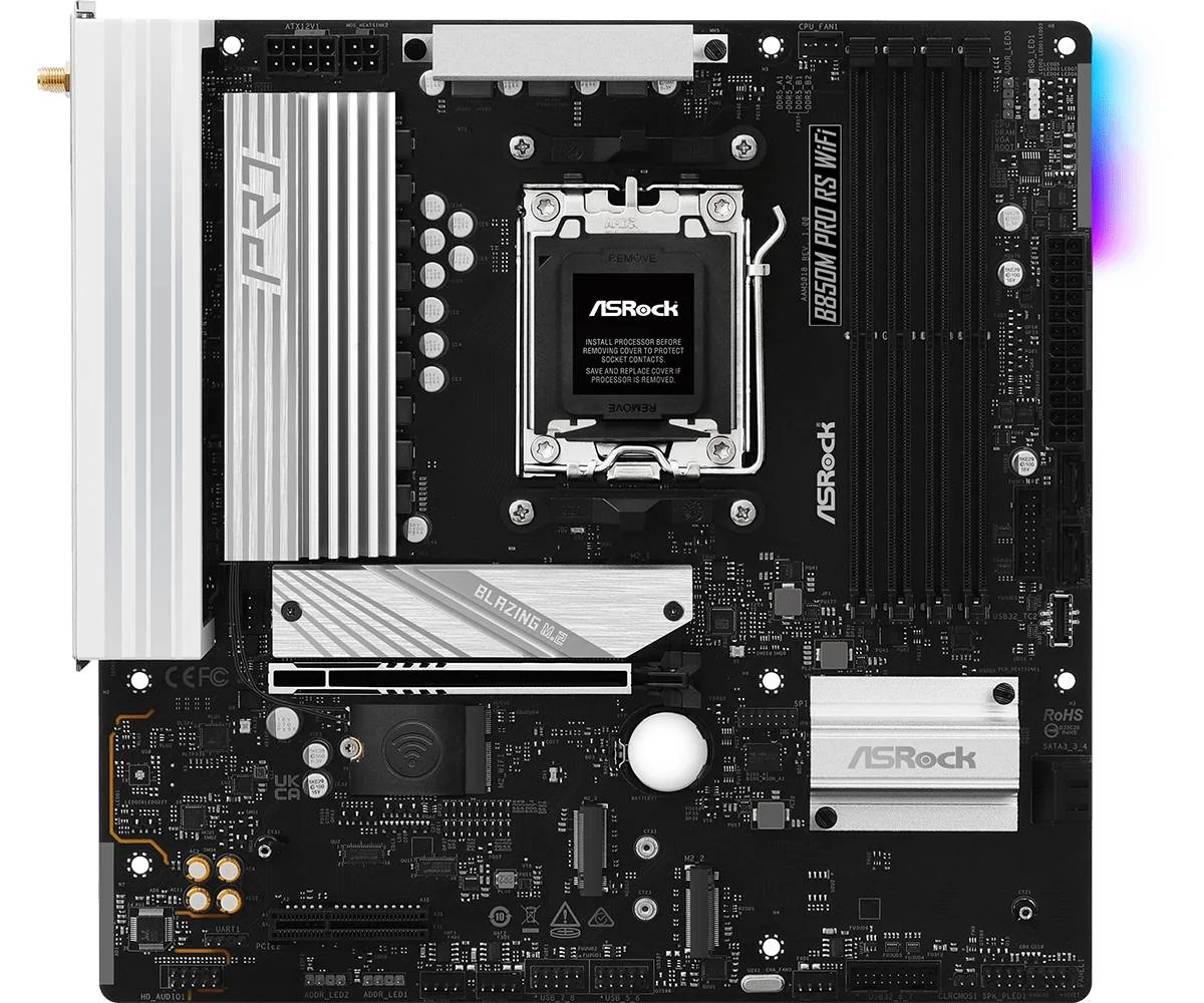 Motherboard ASRock B850M Pro RS WiFi Socket AM5 Micro ATX DDR5 PCIe 5.0 - Imagem 2