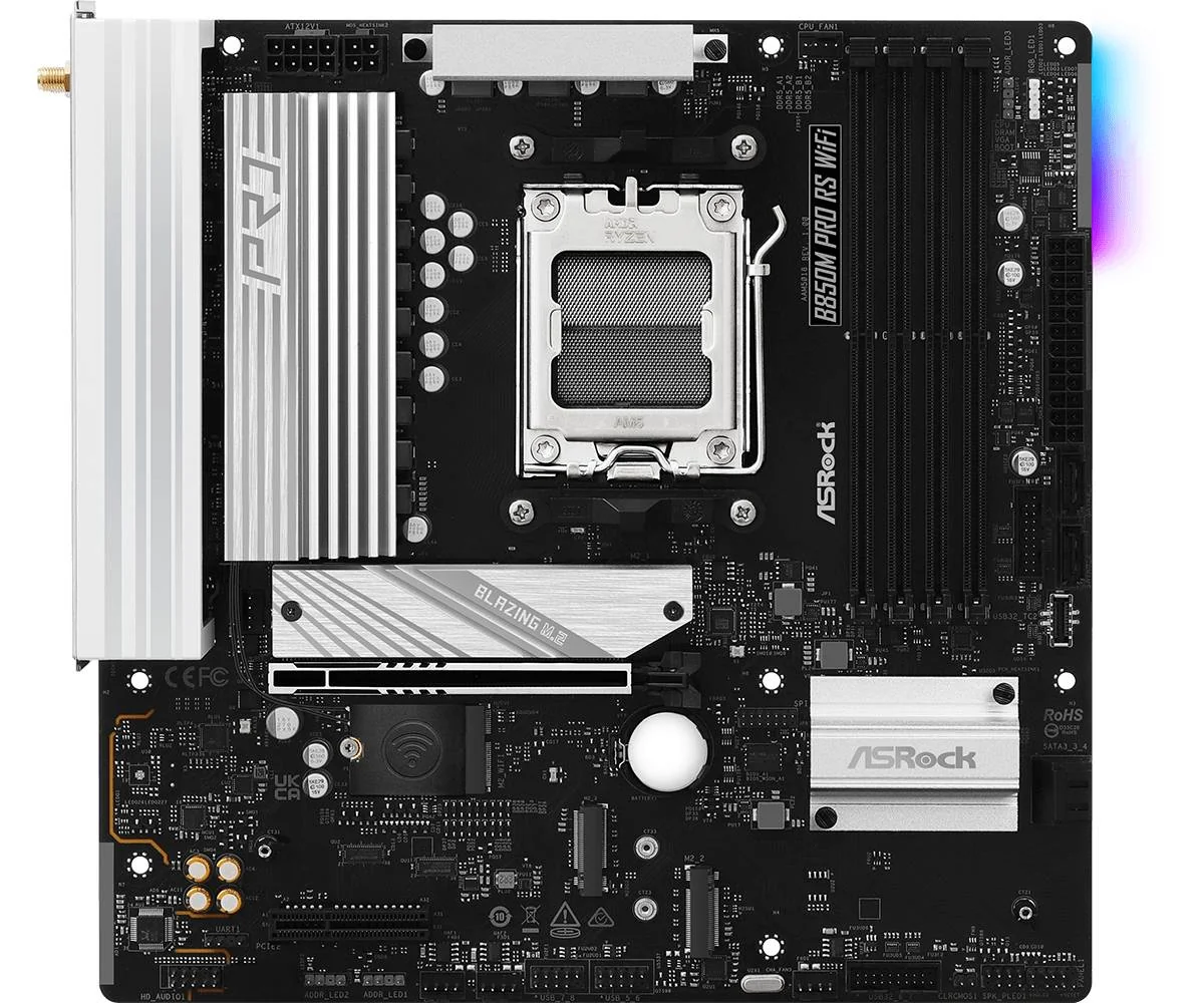 Motherboard ASRock B850M Pro RS WiFi Socket AM5 Micro ATX DDR5 PCIe 5.0 - Imagem 3