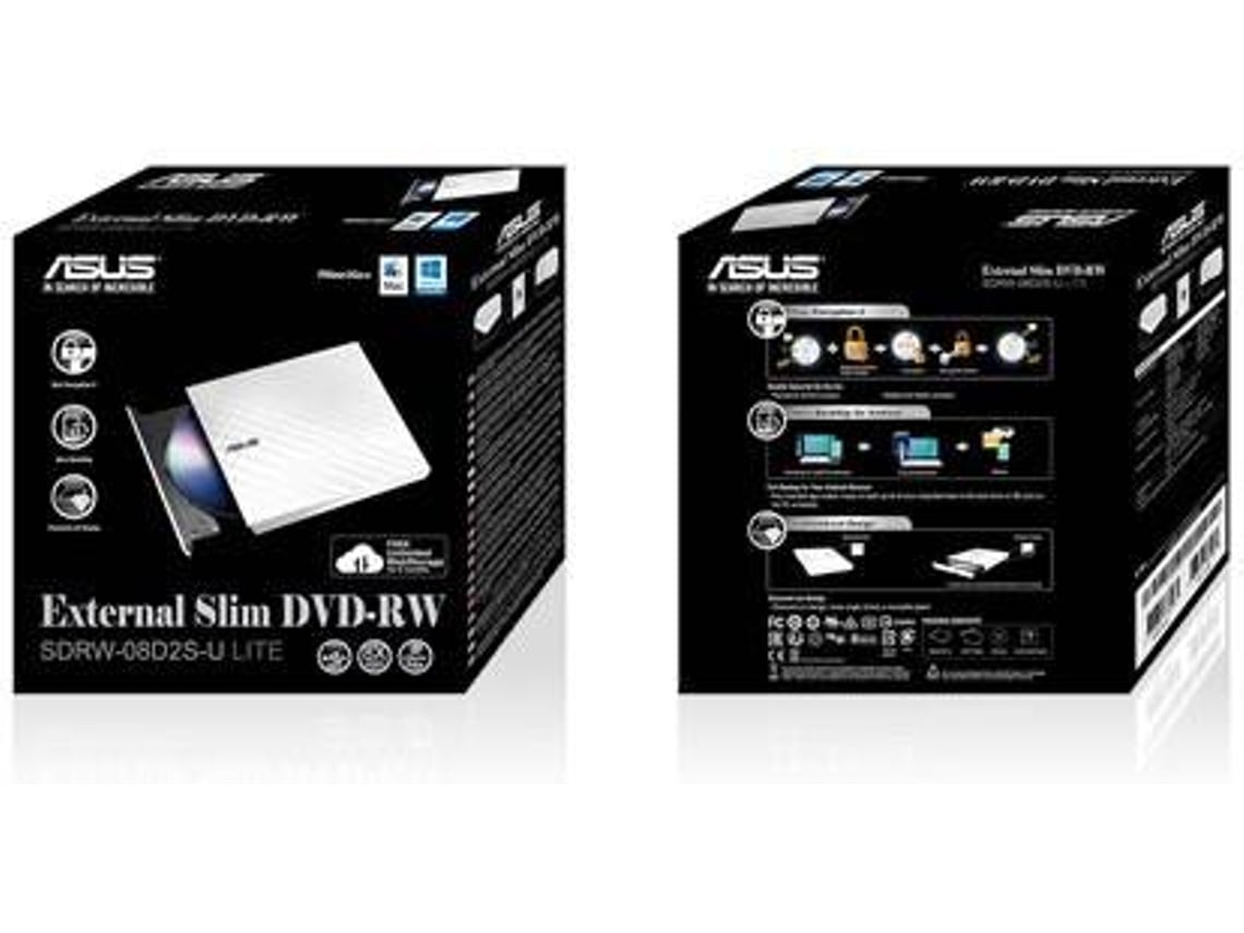 Gravador Externo CD/DVD Asus SDRW-08DS2S-U Lite/ Branco - Imagem 4