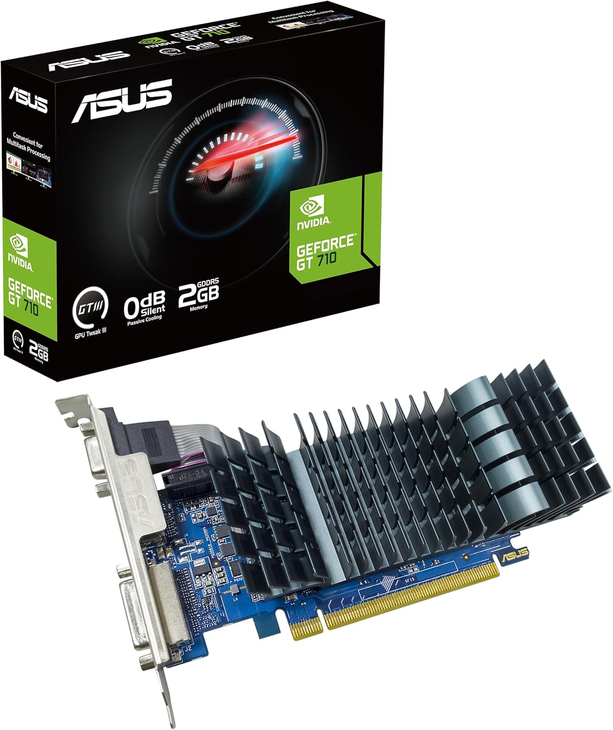 Placa Gráfica Asus GeForce GT 710 SL EVO BRK/ 2GB GDDR5/ Compatível com Perfil Baixo