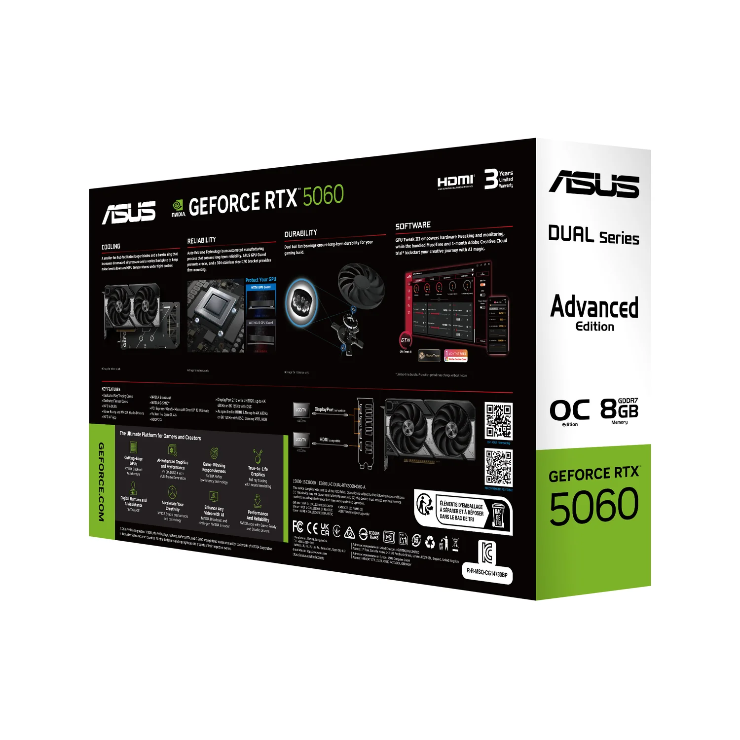 Placa Gráfica ASUS Dual GeForce RTX 5060 OC Edition Advanced 8GB GDDR7 2587 MHz 614 TOPS - Imagem 6