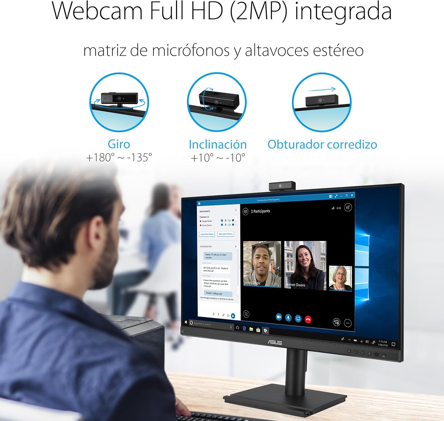 Monitor Profissional Asus BE249QFK 24"/ Full HD/ Webcam/ Multimédia/ Ajustável em Altura/ Preto - Imagem 4