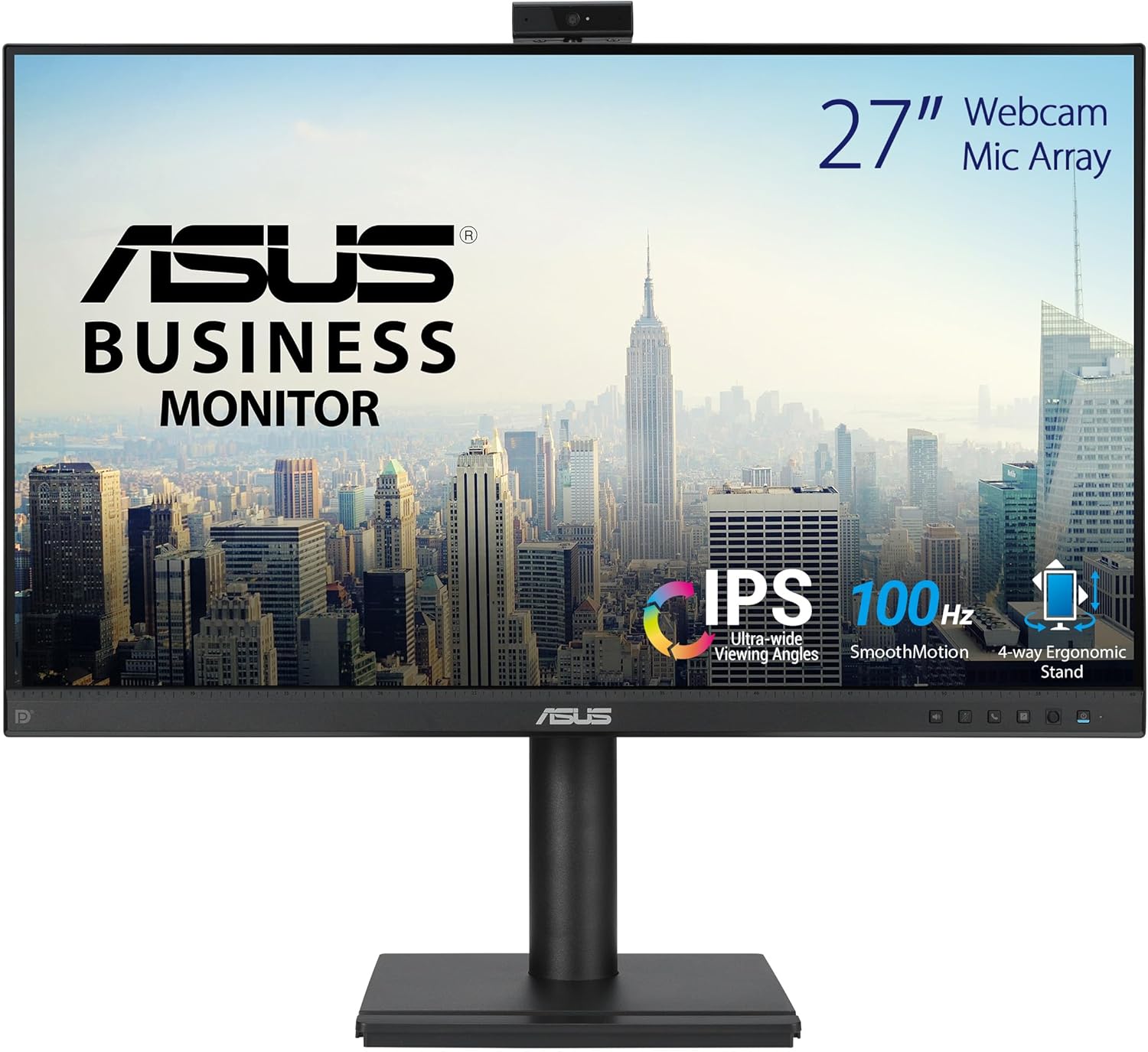 Monitor Profissional Asus BE279QFK 27"/ Full HD/ Webcam/ Multimédia/ Regulável em altura/ Preto