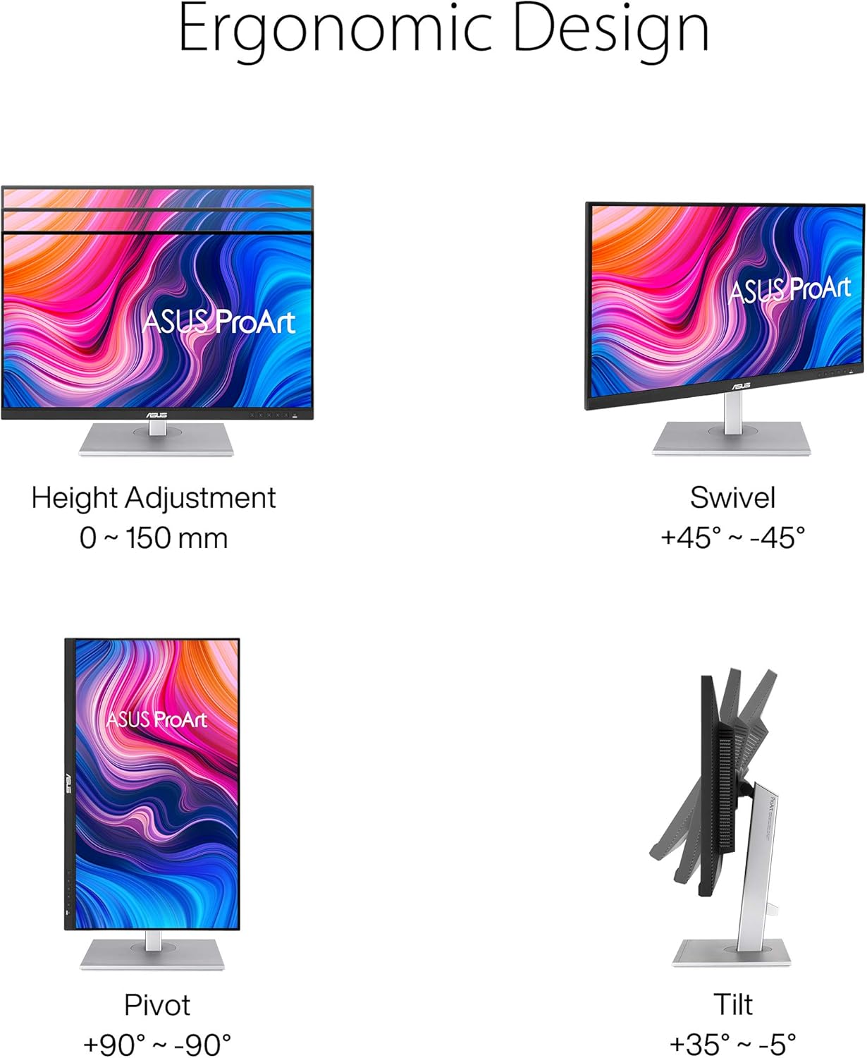 Monitor Profissional Asus ProArt Display PA278CV 27"/ WQHD/ Multimédia/ Ajustável em Altura/ Preto e Prata - Imagem 5