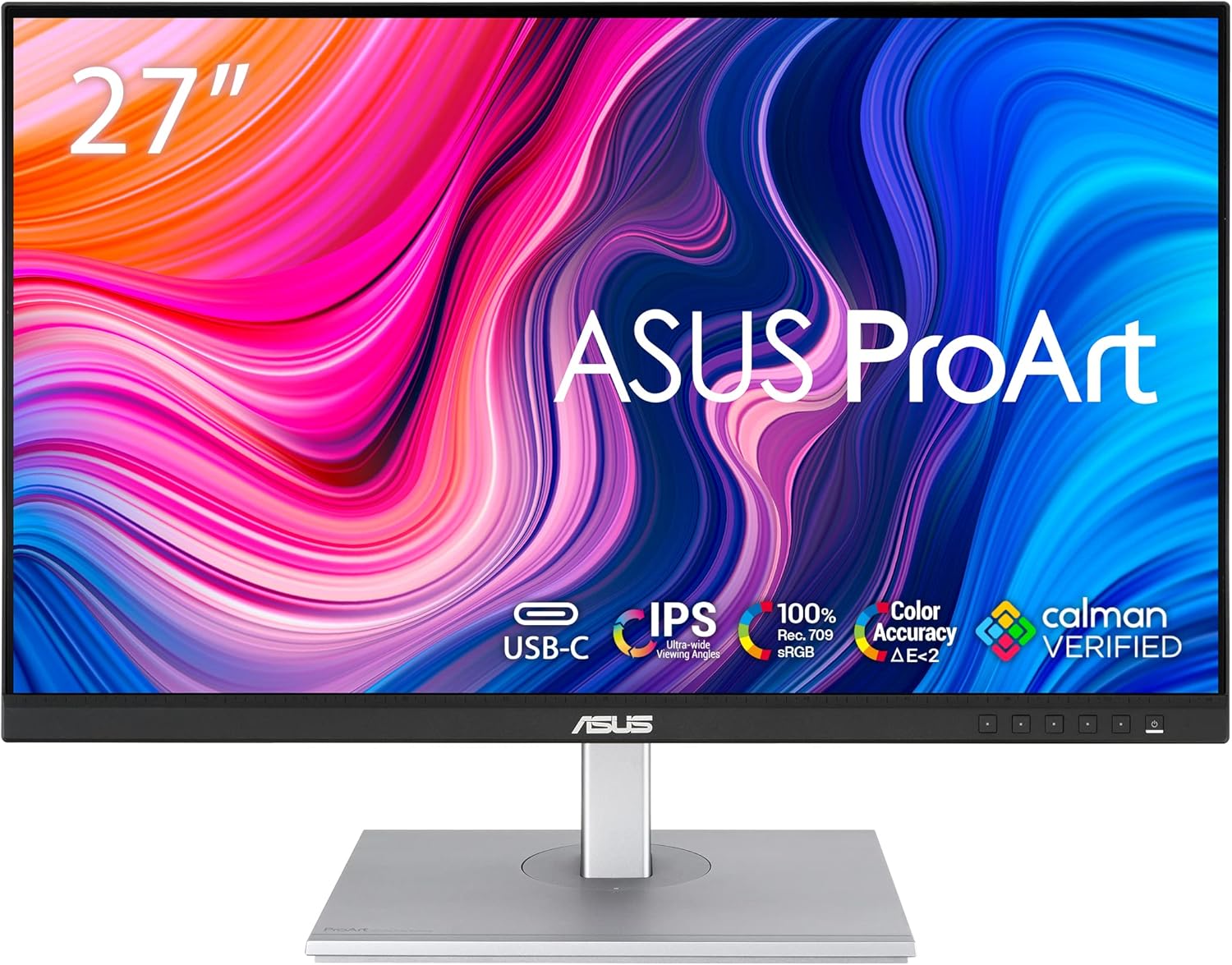 Monitor Profissional Asus ProArt Display PA278CV 27"/ WQHD/ Multimédia/ Ajustável em Altura/ Preto e Prata