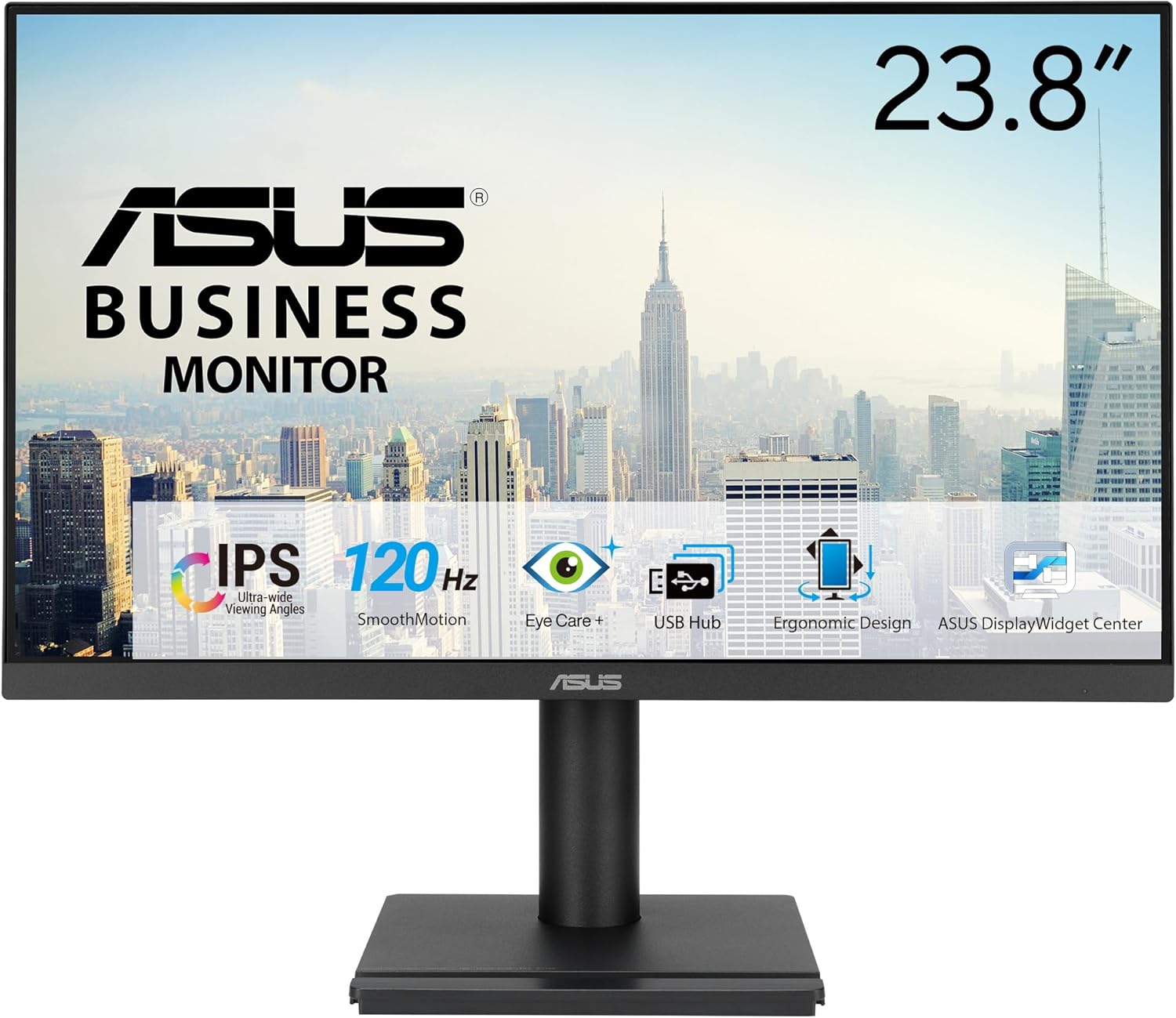 Monitor Profissional Asus VA249QGS 23.8"/ Full HD/ Multimédia/ Ajustável em altura/ Preto - Imagem 2
