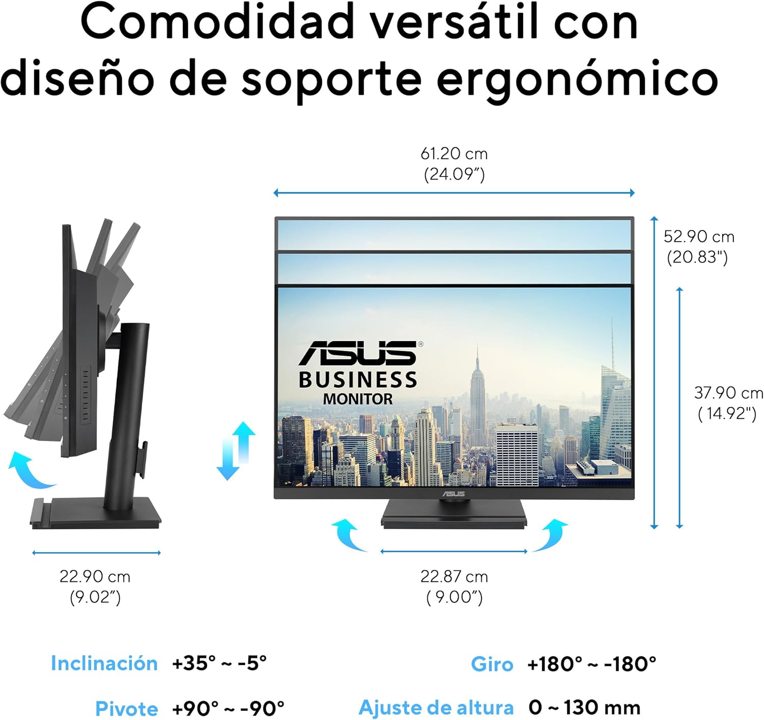 Monitor Profissional Asus VA279QGS 27"/ Full HD/ Multimédia/ Ajustável em altura/ Preto - Imagem 7