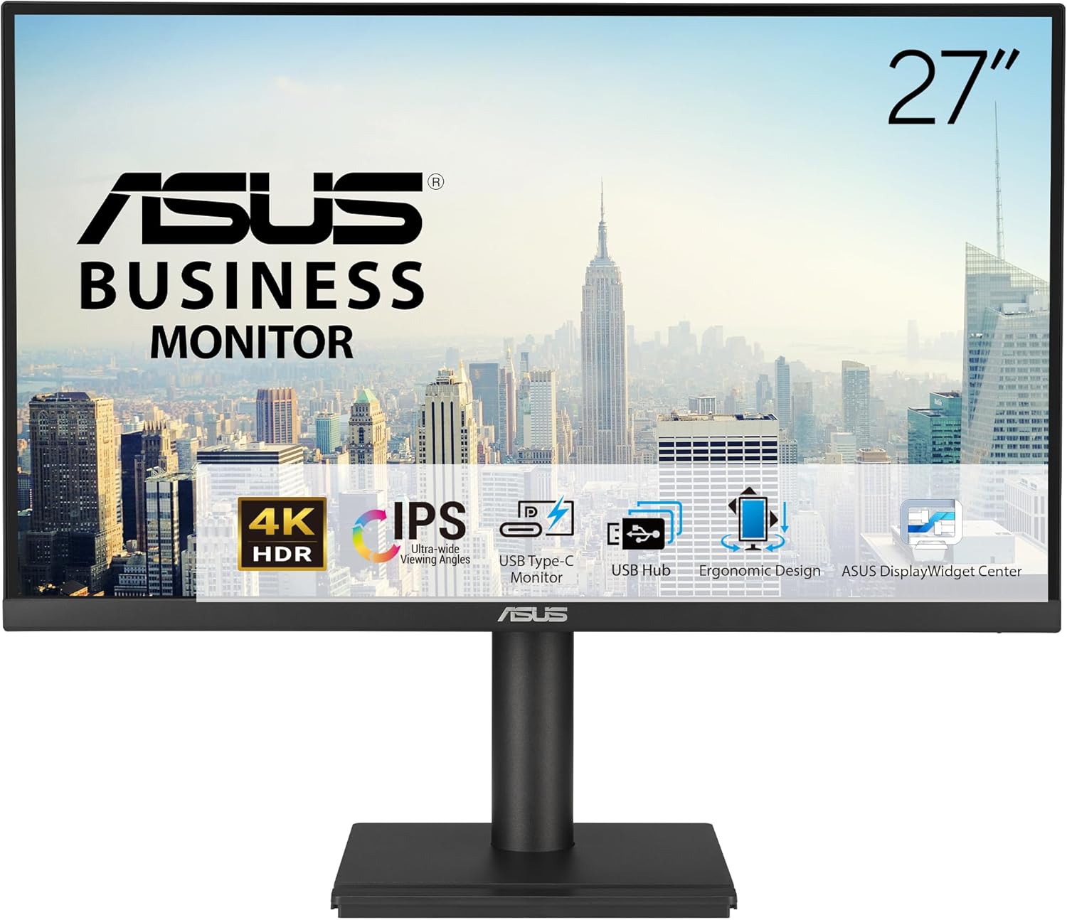Monitor Profissional Asus VA27UCPS 27"/ 4K/ Multimédia/ Ajustável em altura/ Preto