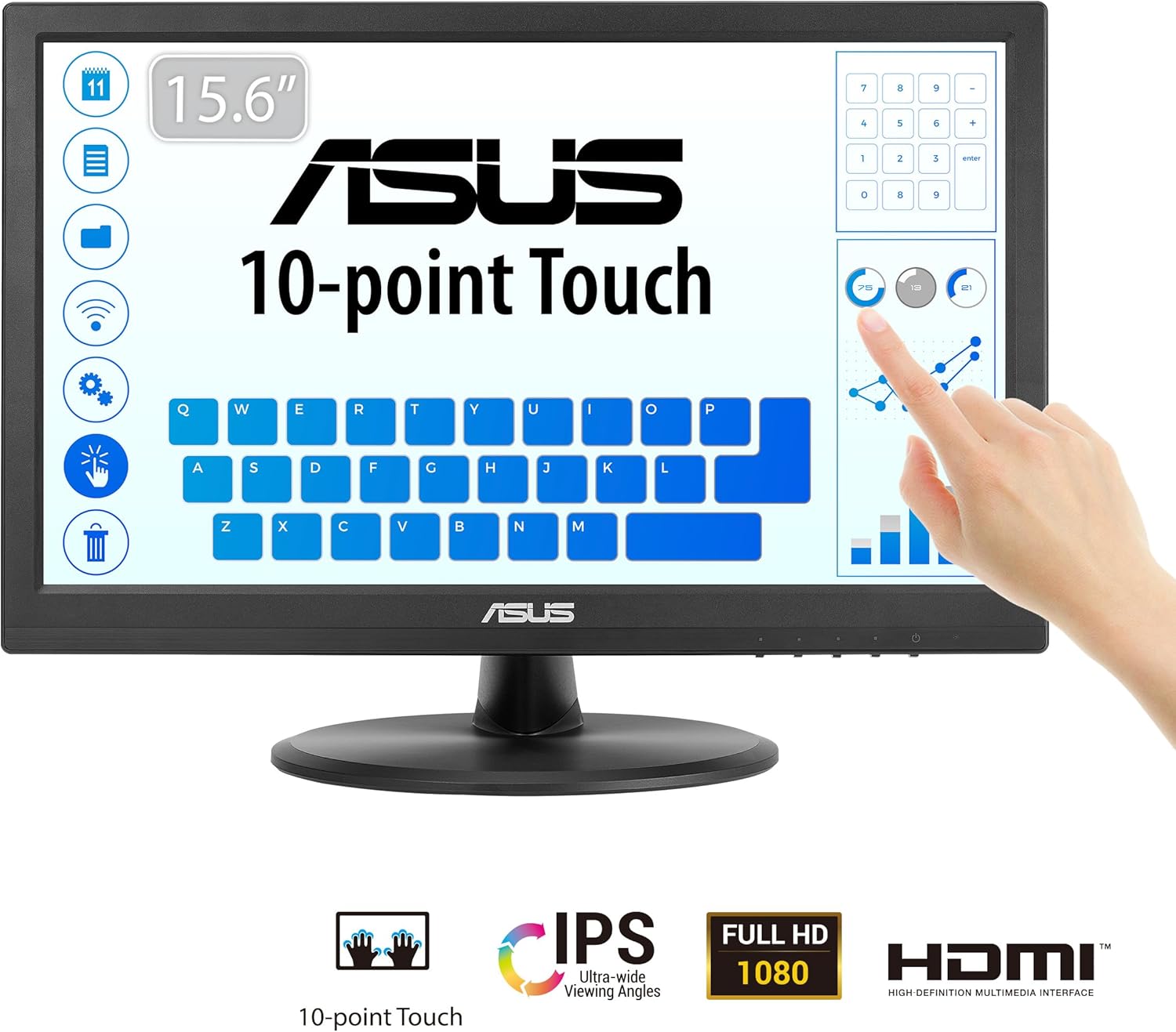 Monitor Profissional Tátil Asus VT169HE 15.6"/ Full HD/ Preto - Imagem 2