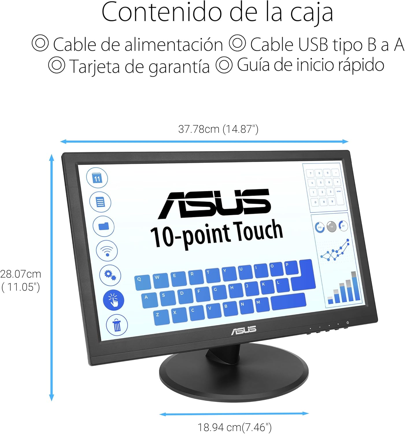 Monitor Profissional Tátil Asus VT169HE 15.6"/ Full HD/ Preto - Imagem 7