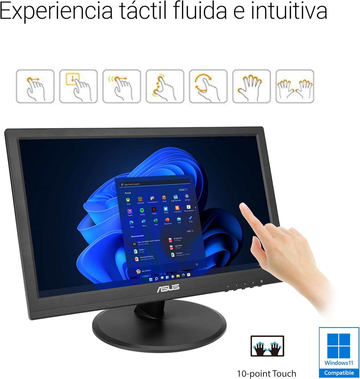 Monitor Profissional Tátil Asus VT169HE 15.6"/ Full HD/ Preto - Imagem 3