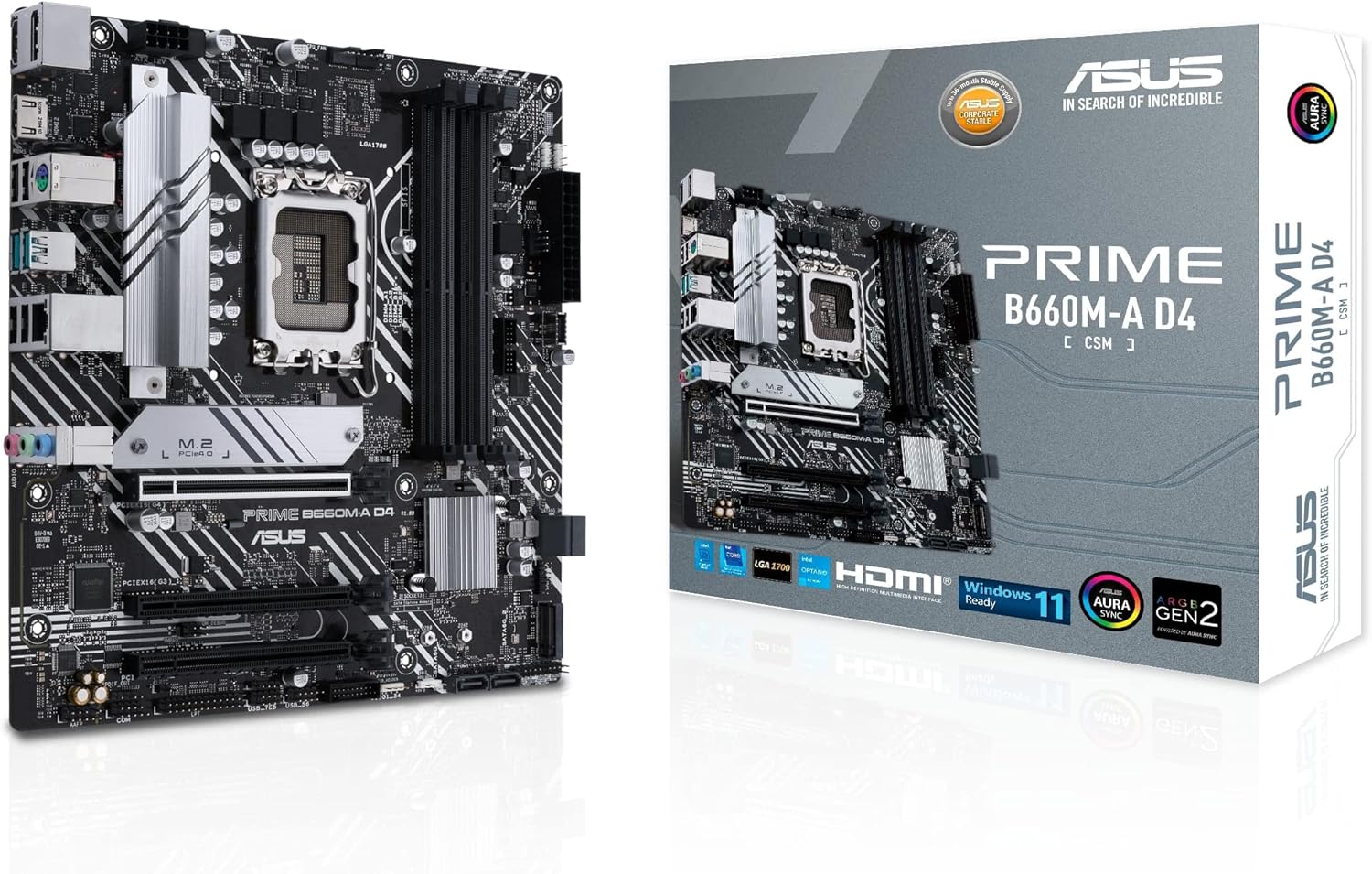 Motherboard Asus Prime B660M-A D4-CSM/ Socket 1700/ DDR4/ PCIe 4.0/ Micro ATX